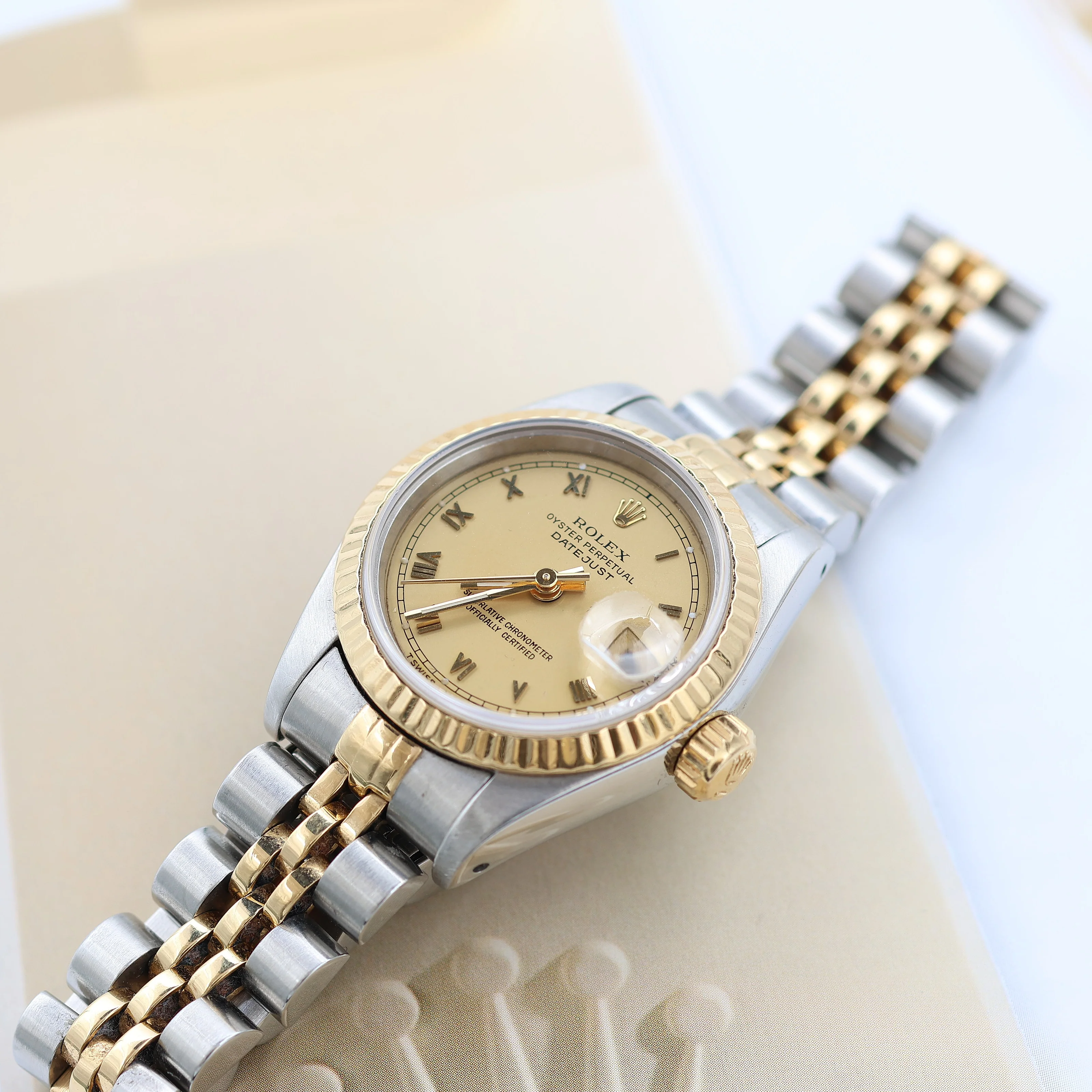 Rolex Datejust Lady ref. 69173 Steel/Gold- Jubilee Bracelet - Champagne Roman Dial - Image 5
