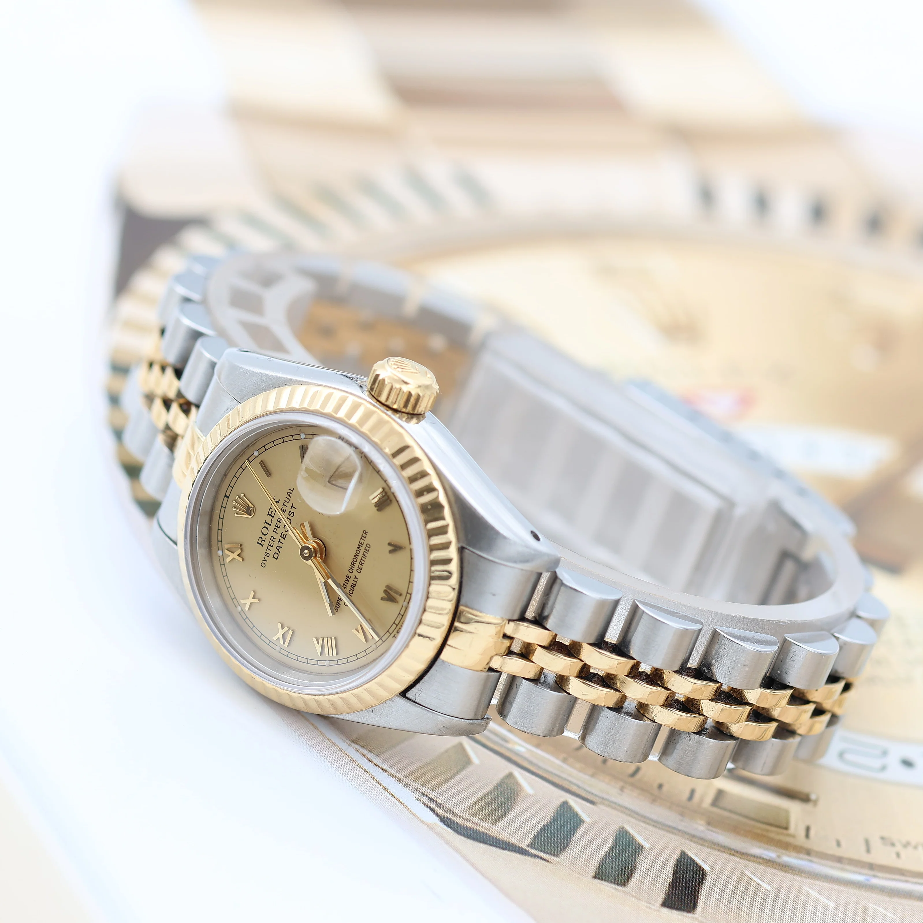 Rolex Datejust Lady ref. 69173 Steel/Gold- Jubilee Bracelet - Champagne Roman Dial - Image 6