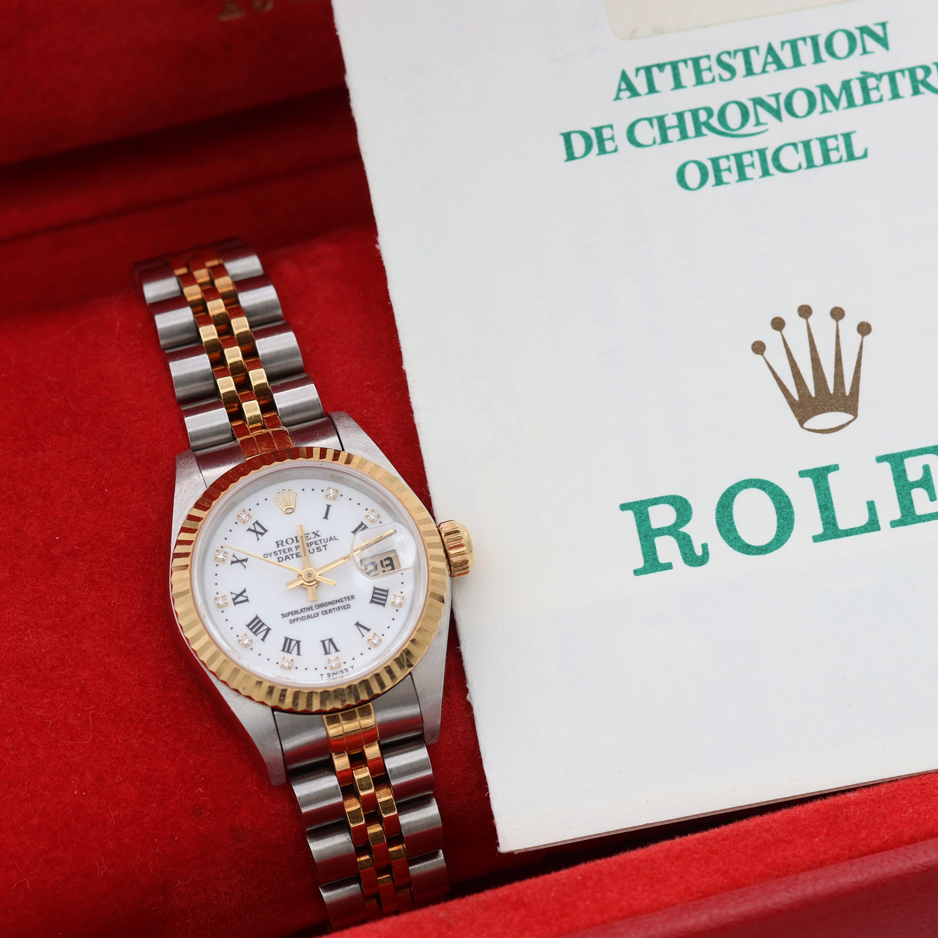 Rolex Datejust Lady ref. 69173 Steel/Gold - White Dial with Diamonds