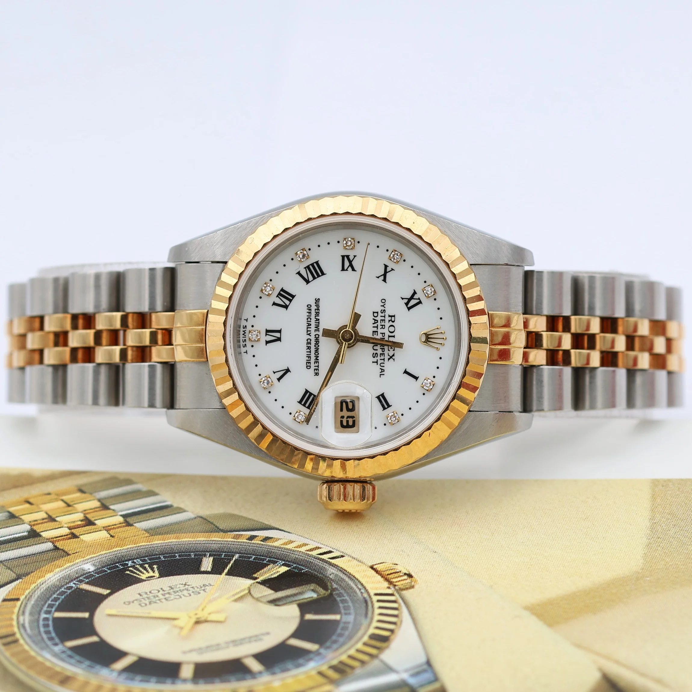 Rolex Datejust Lady ref. 69173 Steel/Gold - White Dial with Diamonds - Image 12