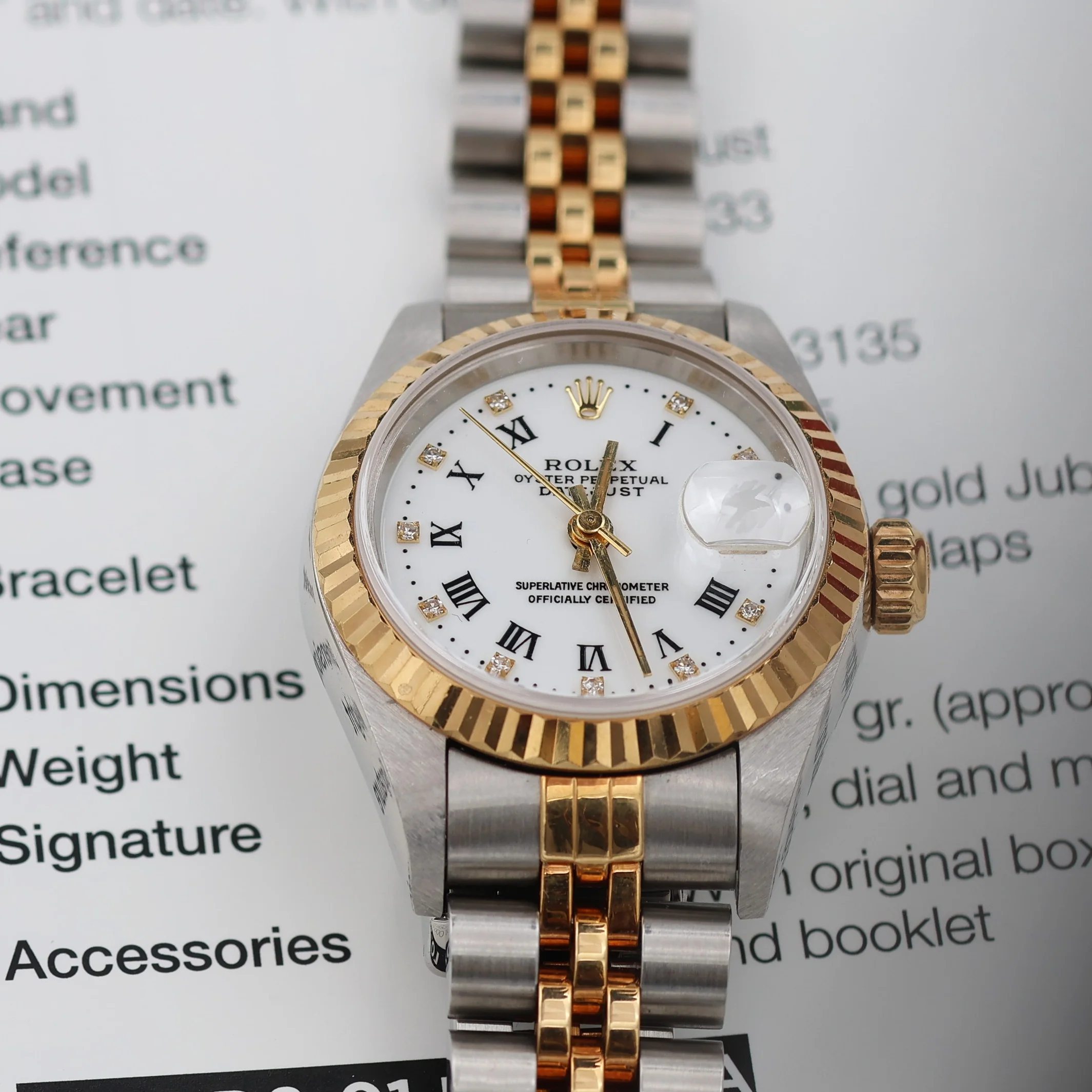 Rolex Datejust Lady ref. 69173 Steel/Gold - White Dial with Diamonds - Image 6