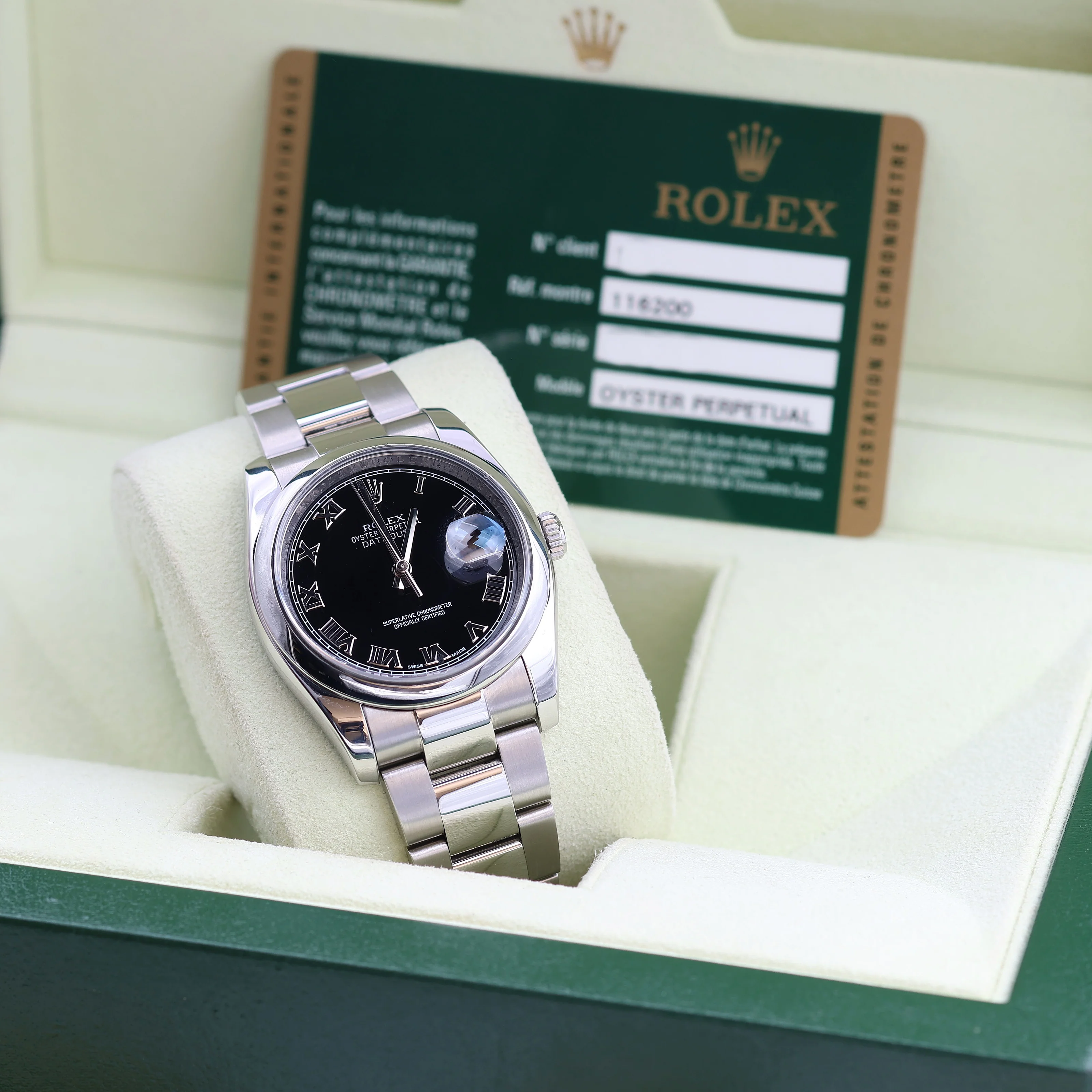 Rolex Datejust ref. 116200 Black Roman Dial - Oyster Bracelet - Full Set - Image 2