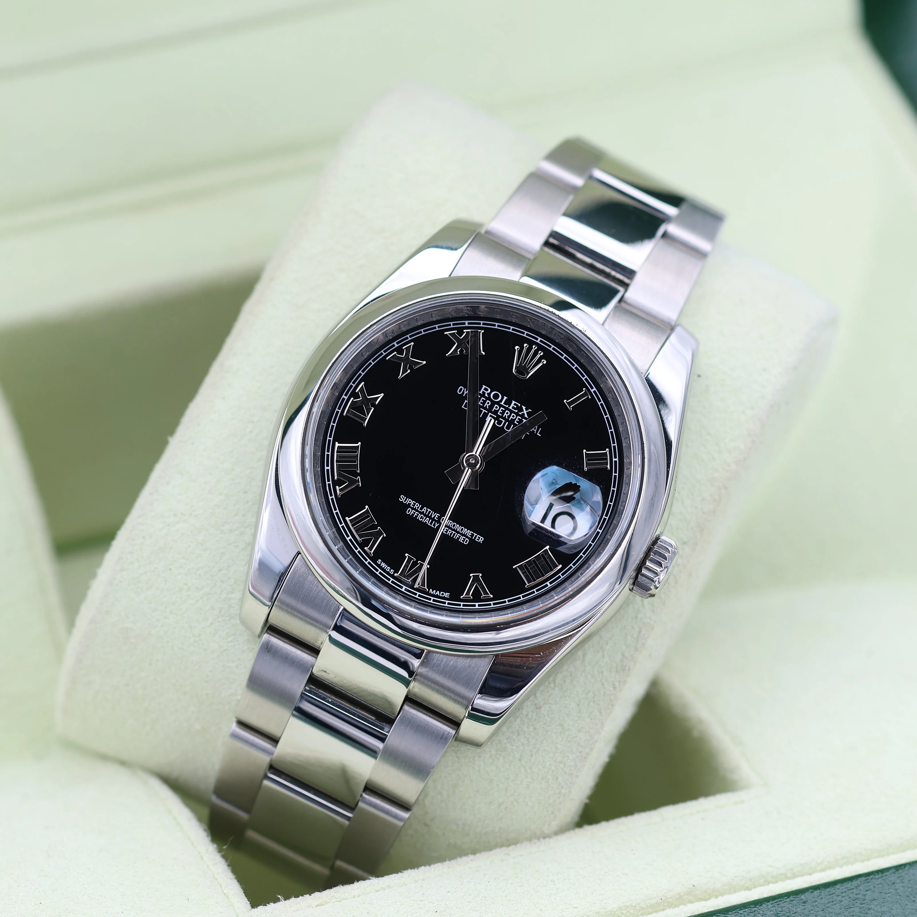 Rolex Datejust ref. 116200 Black Roman Dial - Oyster Bracelet - Full Set - Image 3