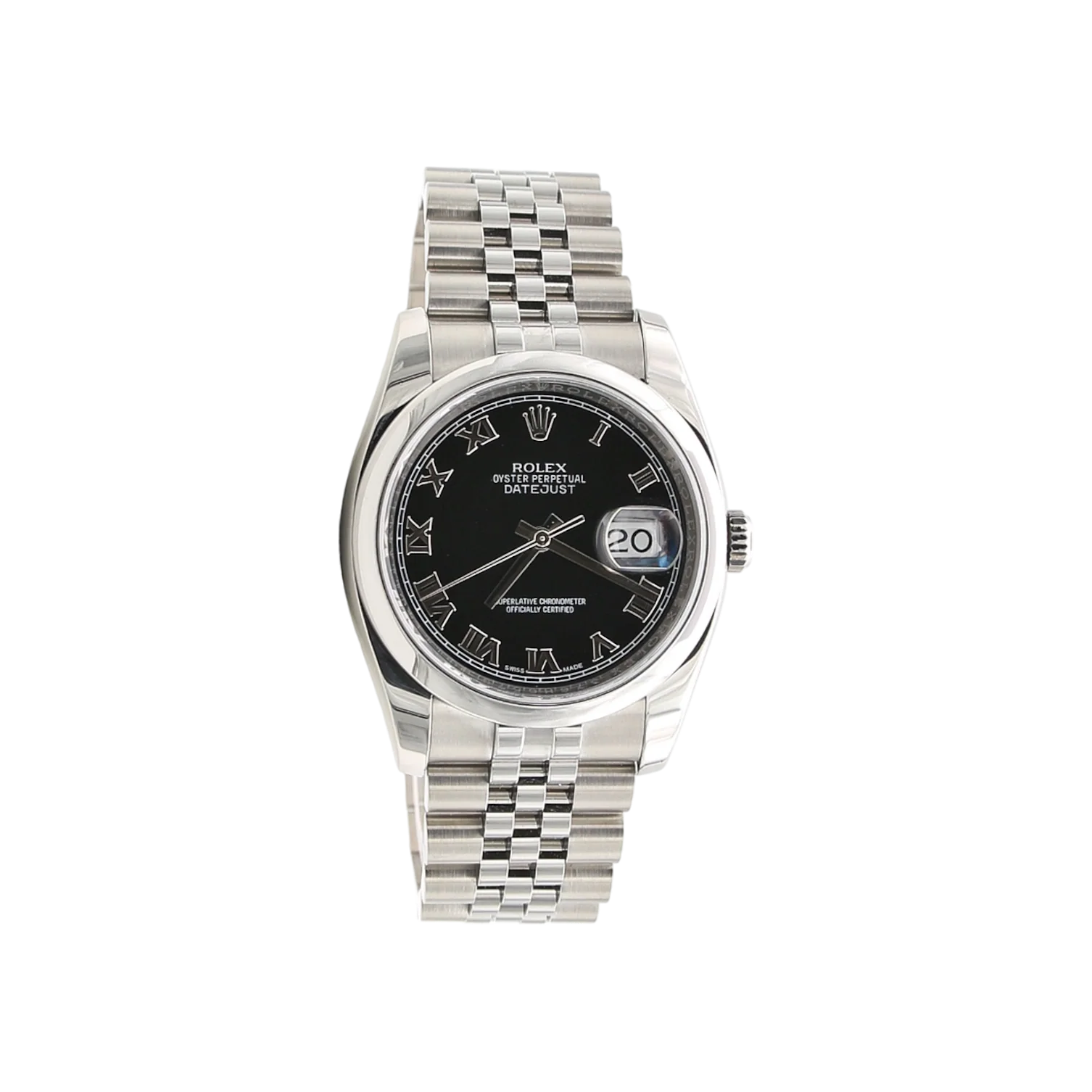 Rolex Datejust ref. 116200 Black Roman Dial - Jubilee Bracelet - Full Set