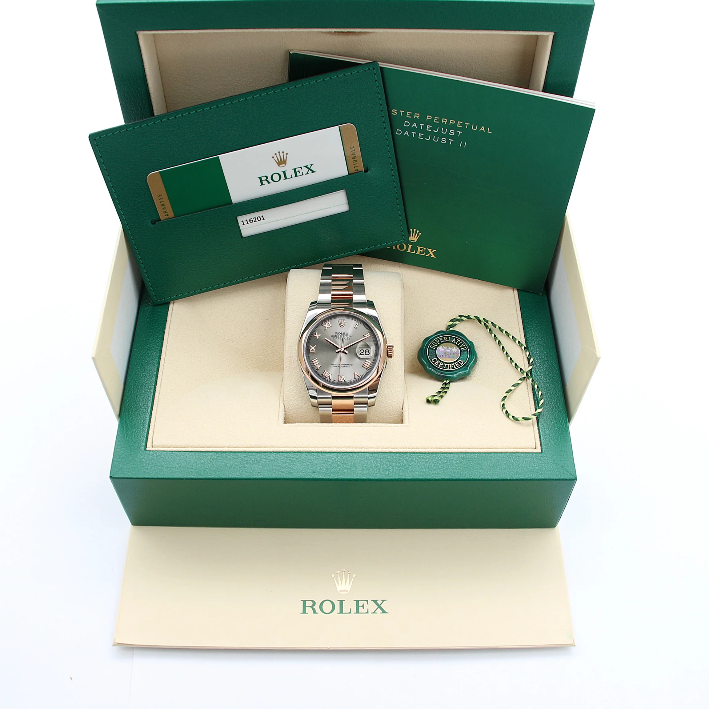 Rolex Datejust ref. 116201 Gray Roman Dial Oyster bracelet - Full Set - Image 3