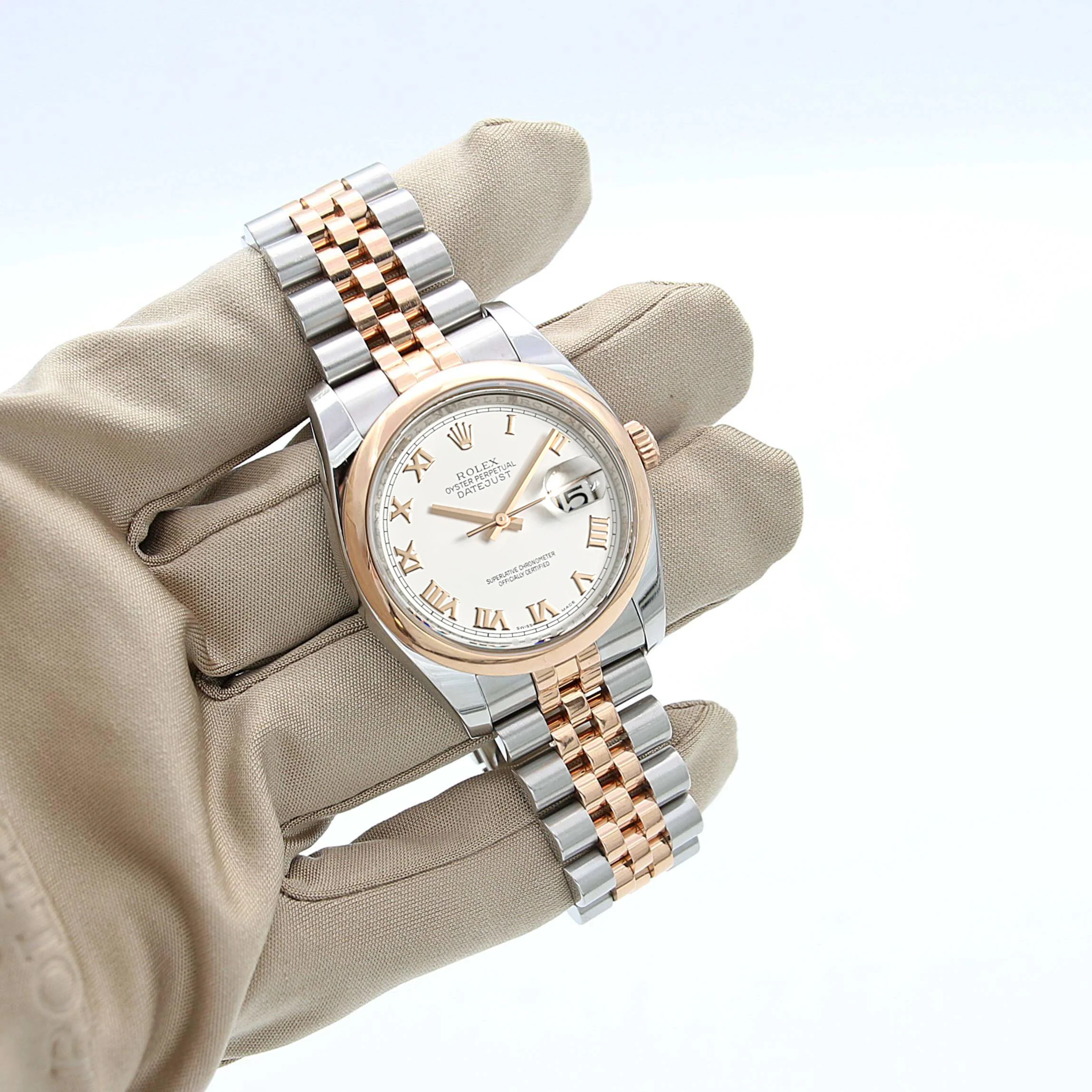 Rolex Datejust ref. 116201 White Roman Dial Jubilee bracelet - Full Set - Image 3