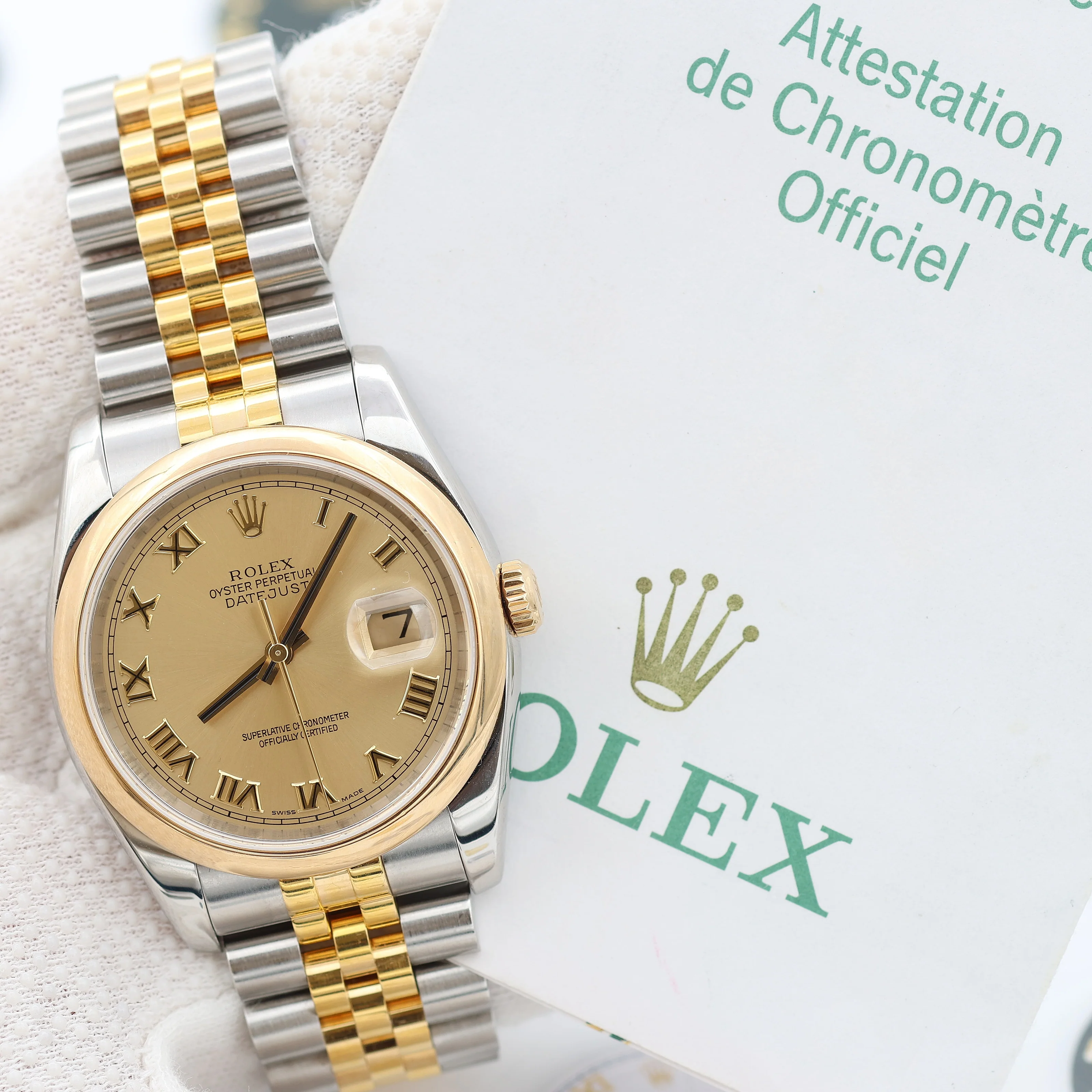 Rolex Datejust ref. 116203 Champagne Roman Dial Jubilee - Full Set - Image 5