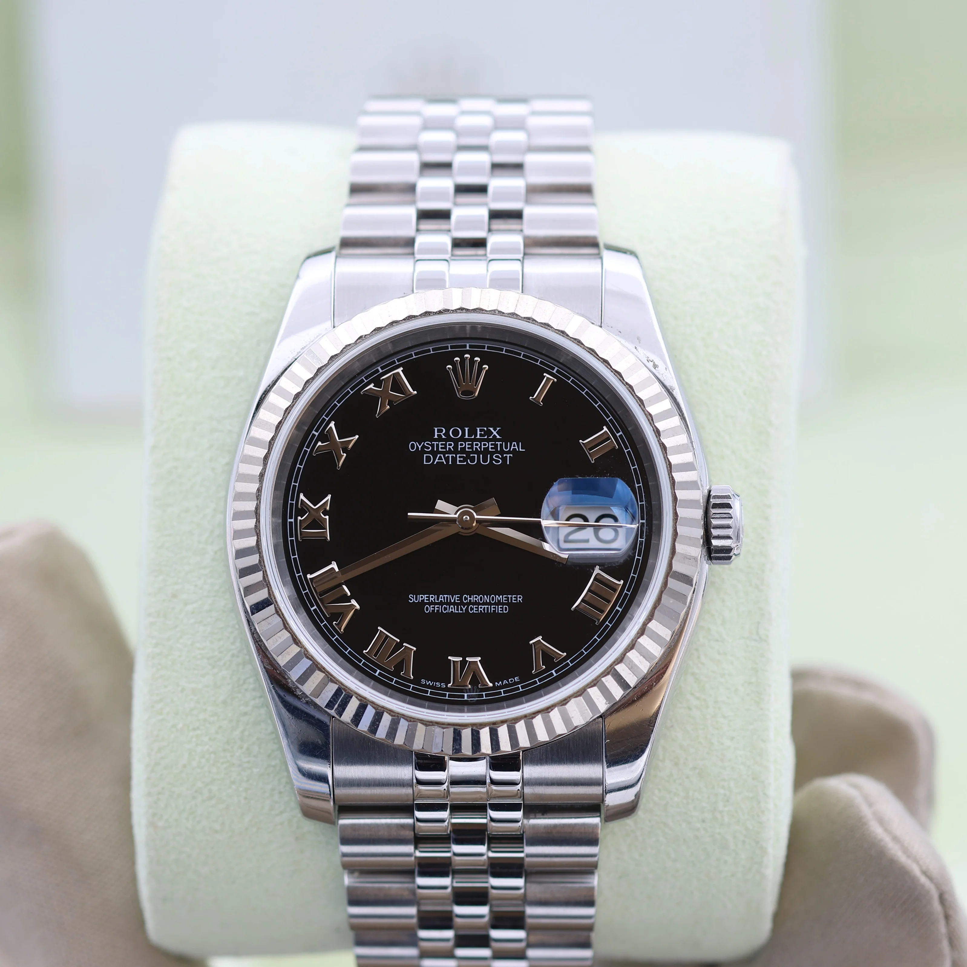 Rolex Datejust ref. 116234 Black Roman Dial - Jubilee - Full Set