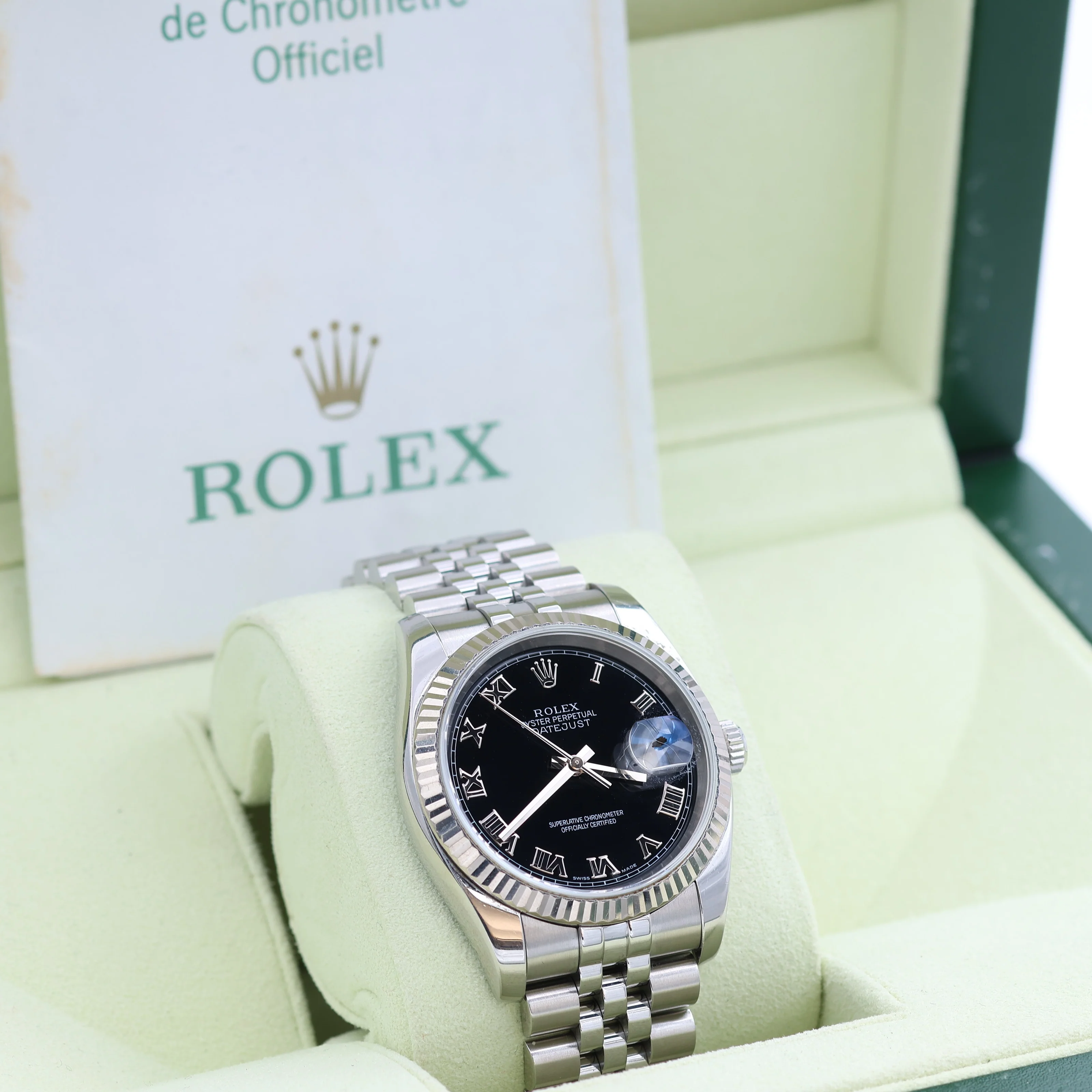 Rolex Datejust ref. 116234 Black Roman Dial - Jubilee - Full Set - Image 4
