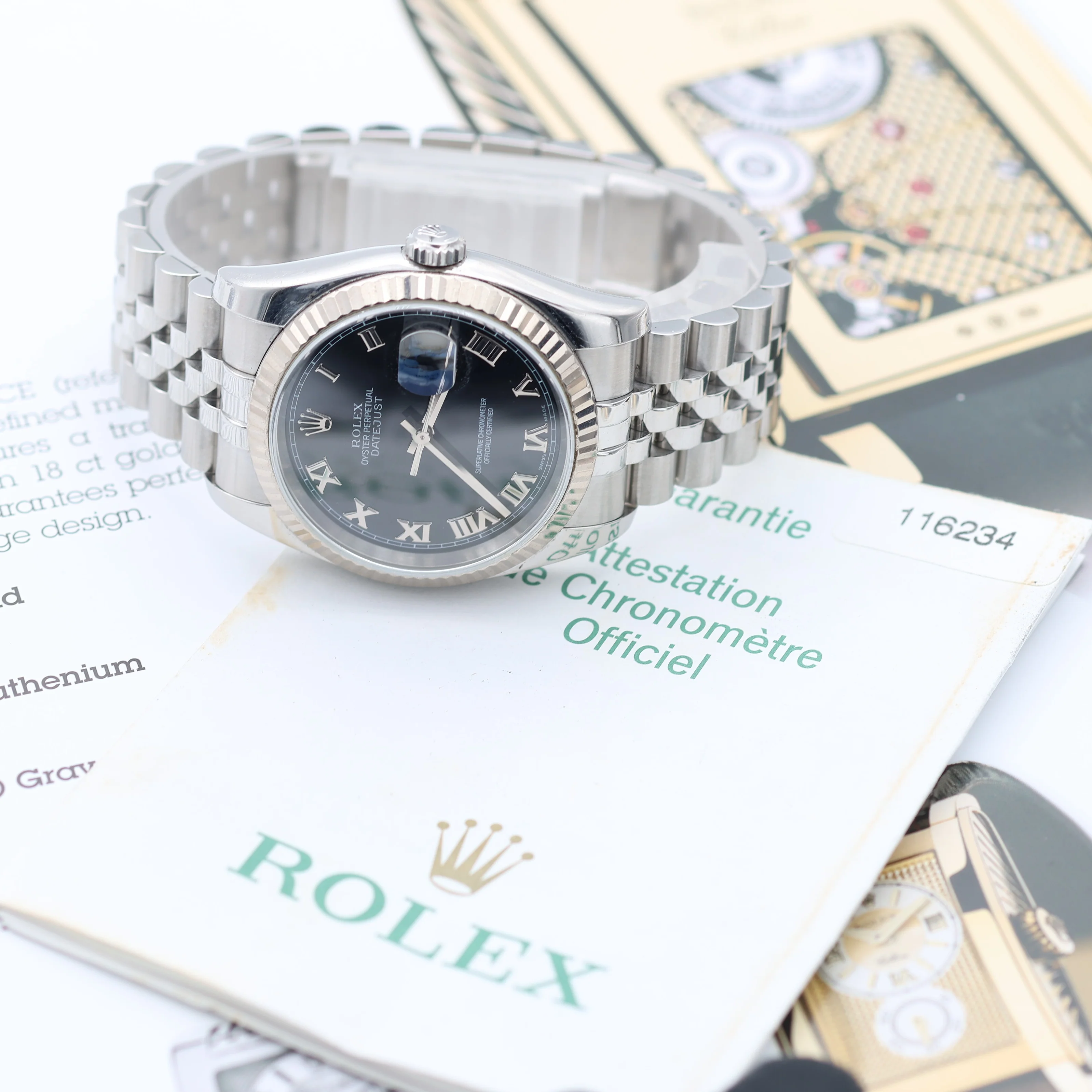 Rolex Datejust ref. 116234 Black Roman Dial - Jubilee - Full Set - Image 8