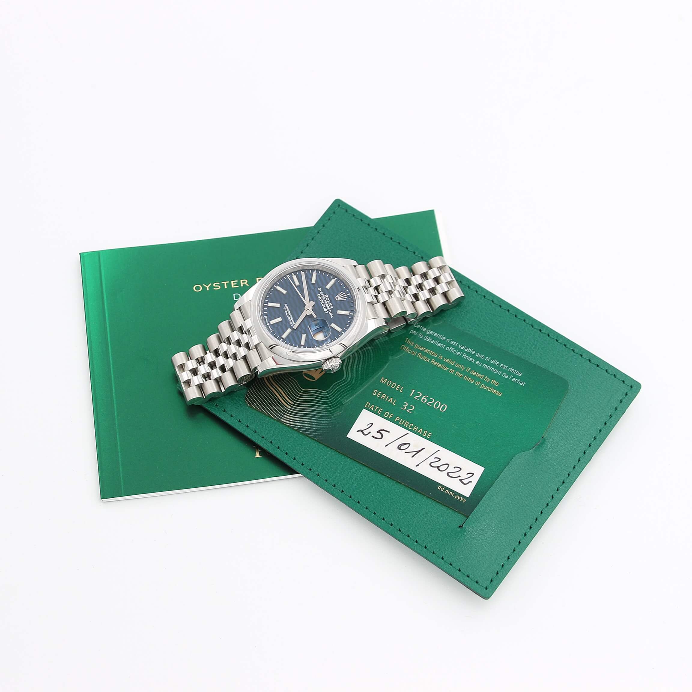 Rolex Datejust ref. 126200 Blue Motif Dial Jubilee bracelet - Full Set - Image 5