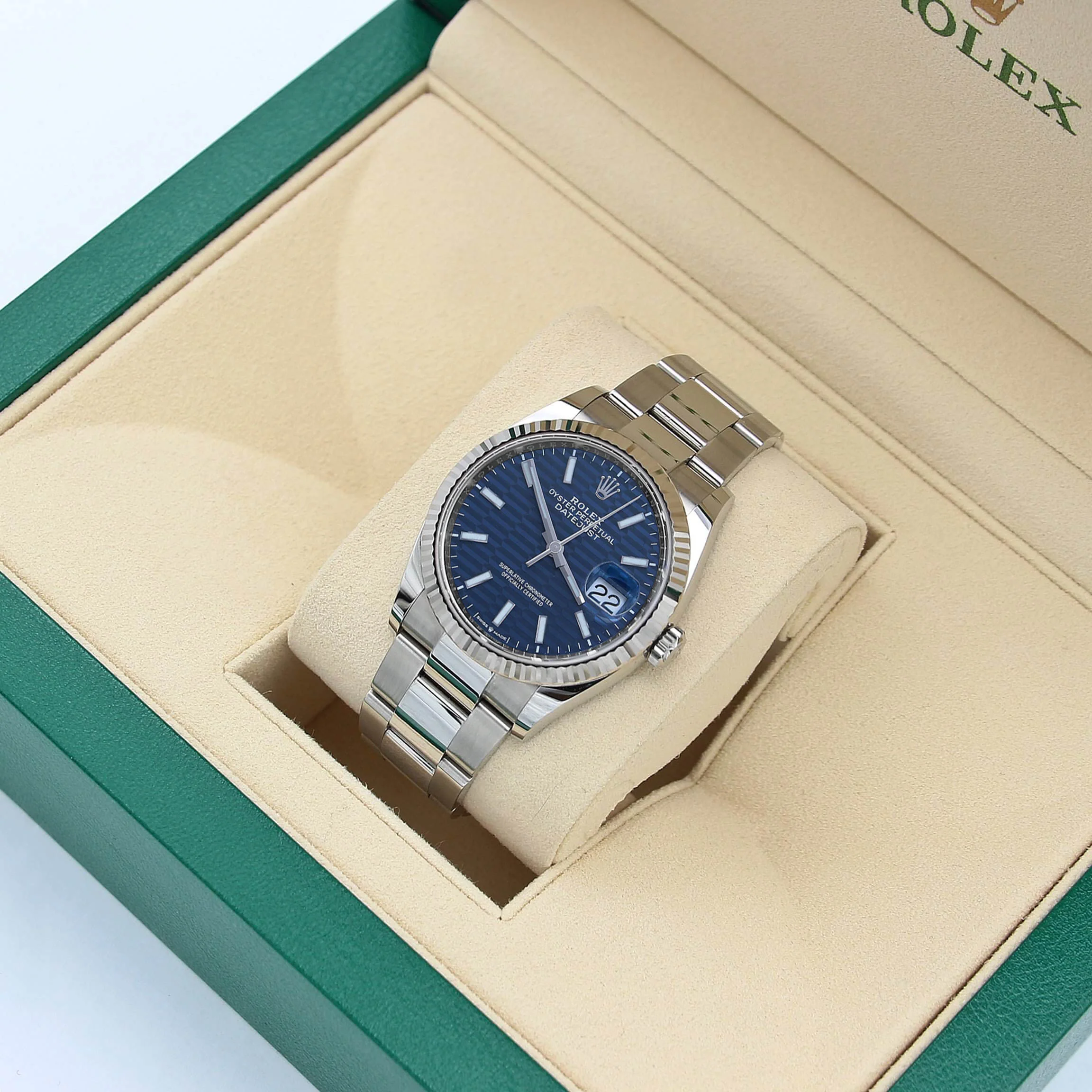 Rolex Datejust ref. 126234 Blue Motif Dial Oyster bracelet - Full Set