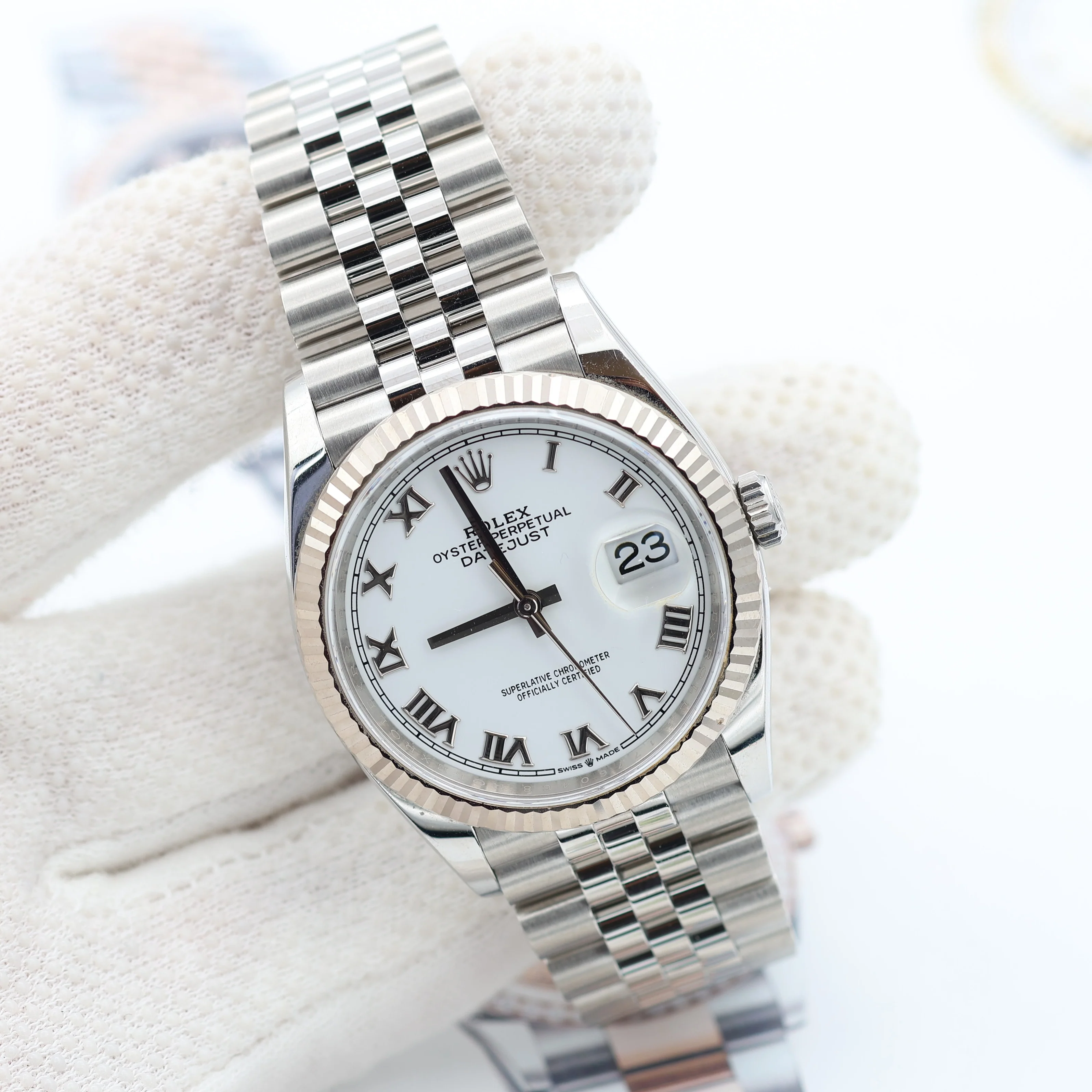Rolex Datejust ref. 126234 White Roman Dial Jubilee bracelet - Full Set - Image 6