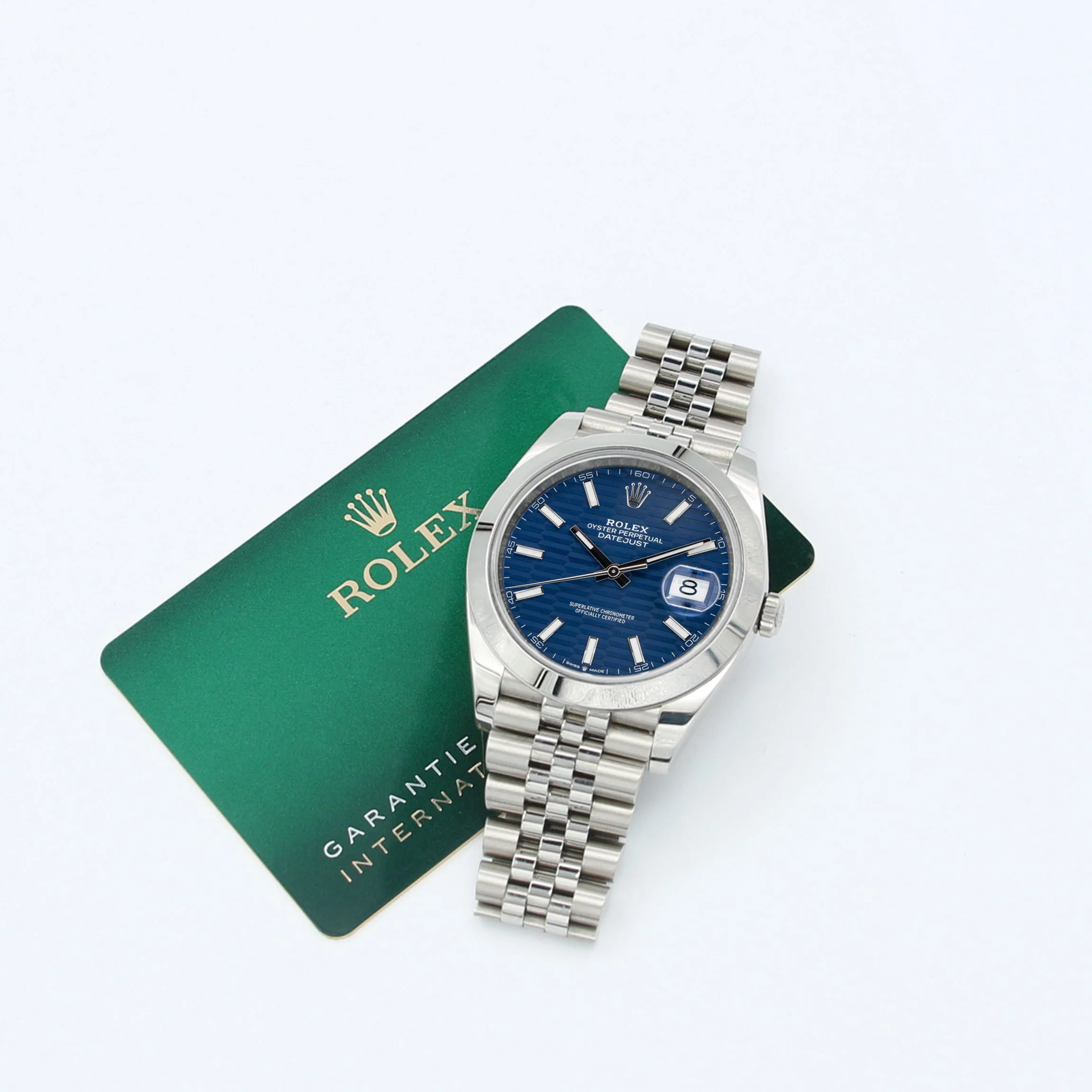 Rolex Datejust ref. 126300 Blue Motif Jubilee bracelet - Full Set - Image 2