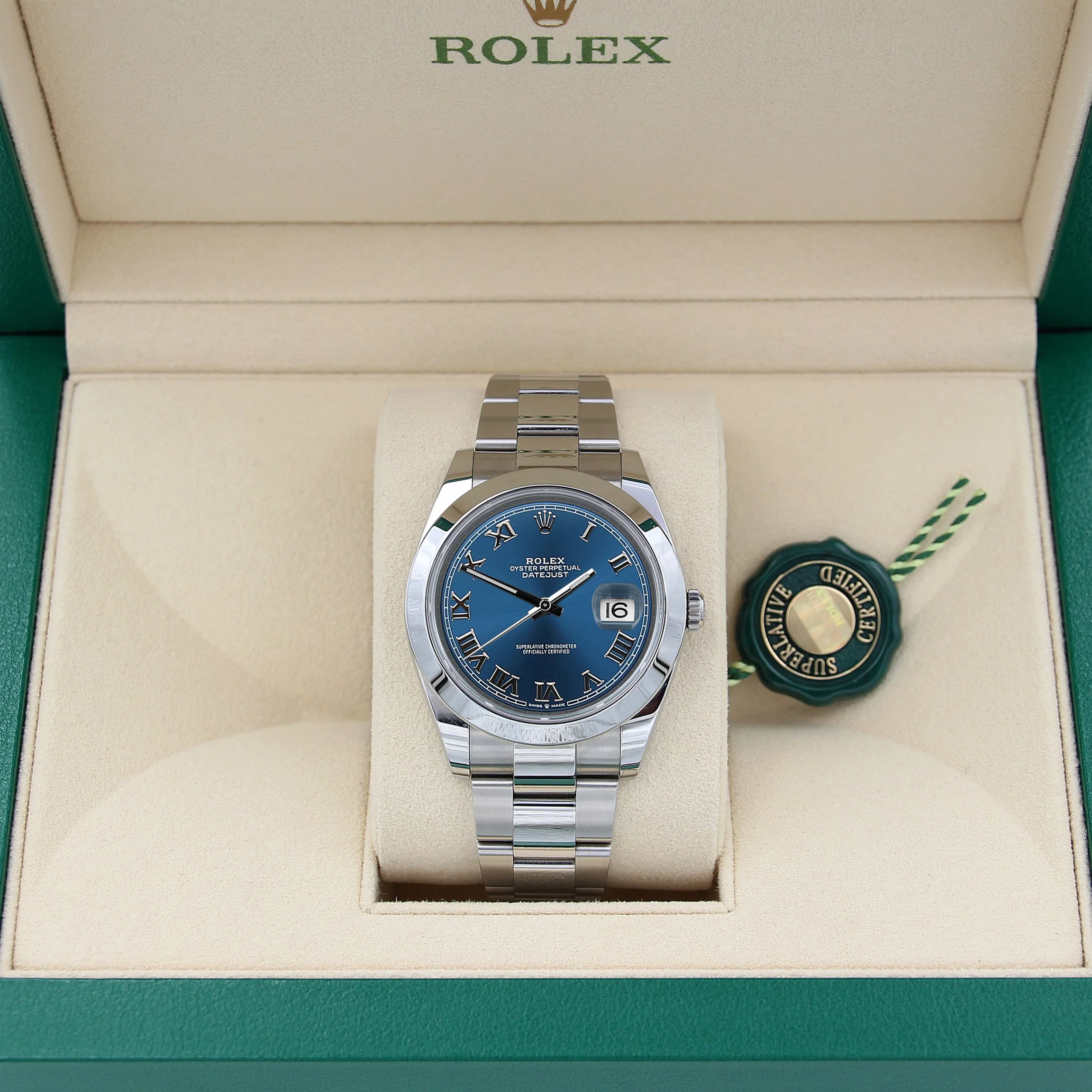 Rolex Datejust ref. 126300 Blue Roman Dial Oyster bracelet - Full Set - Image 3