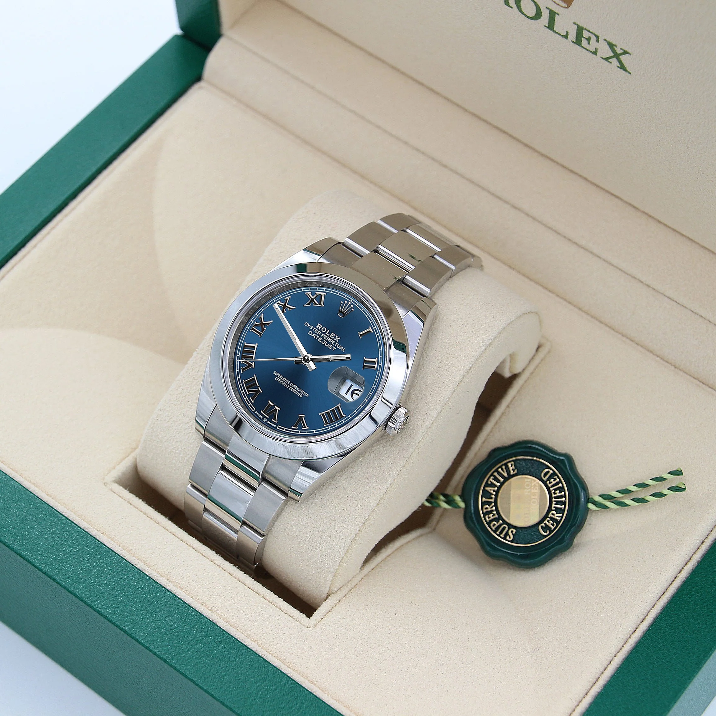Rolex Datejust ref. 126300 Blue Roman Dial Oyster bracelet - Full Set - Image 4