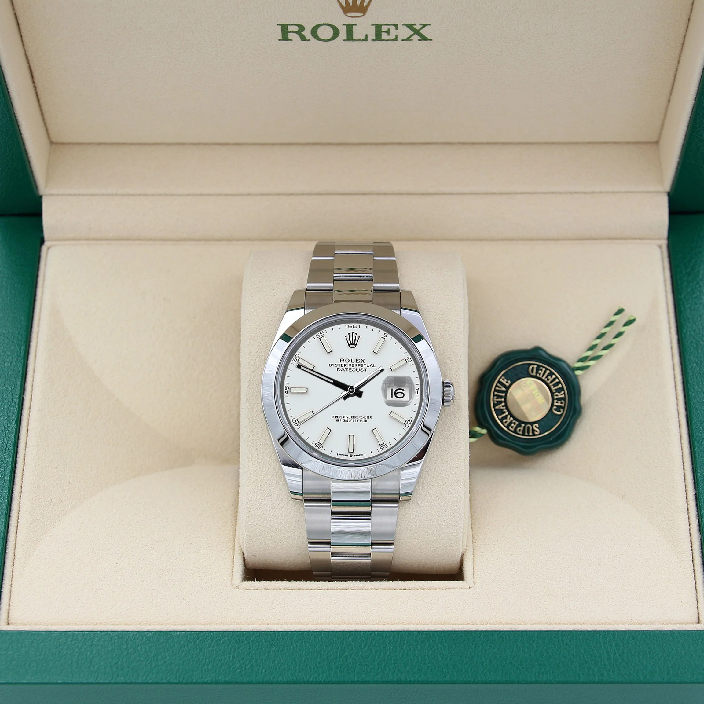 Rolex Datejust ref. 126300 White Dial Oyster bracelet - Full Set - Image 2
