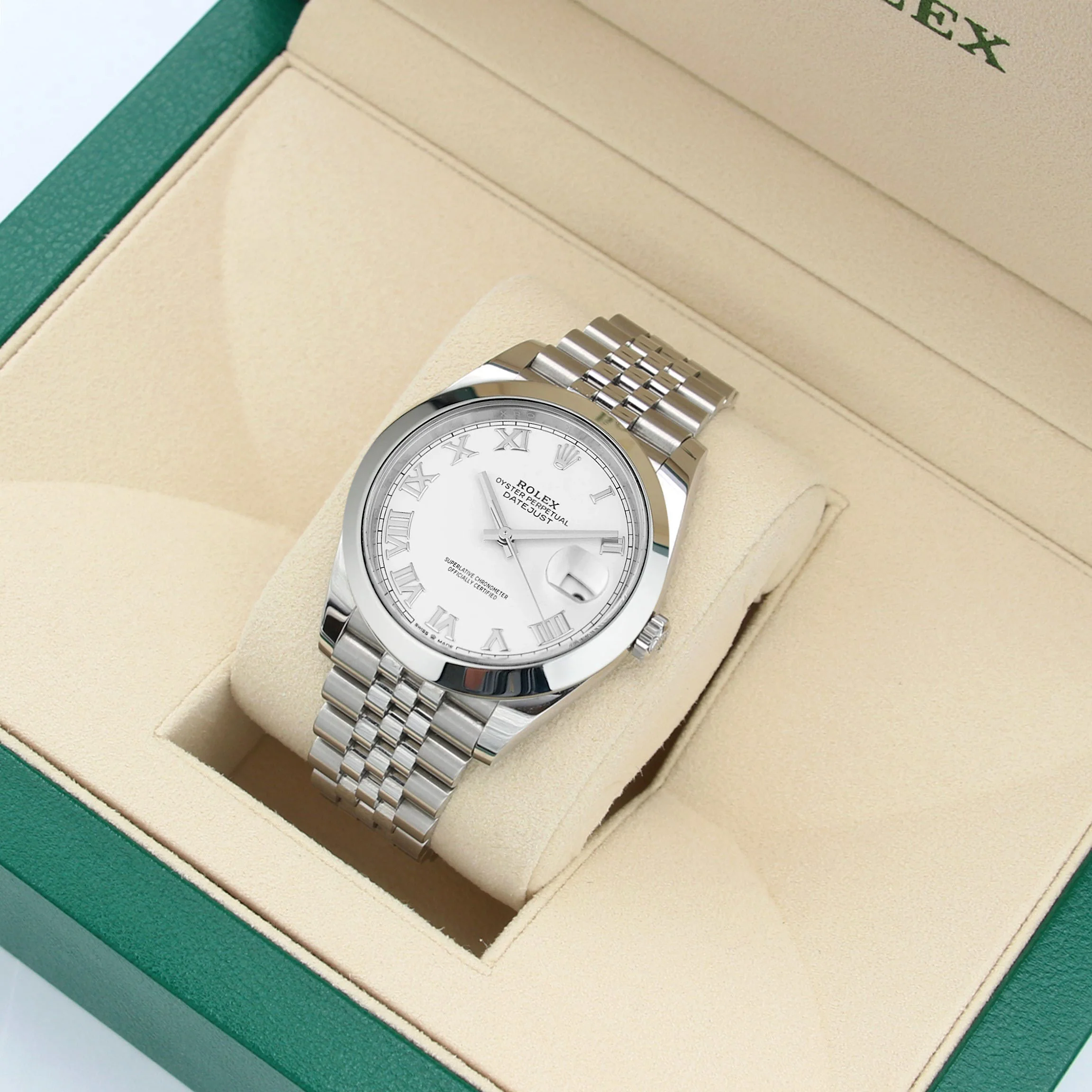 Rolex Datejust ref. 126300 White Roman Dial Jubilee bracelet - Full Set - Image 2