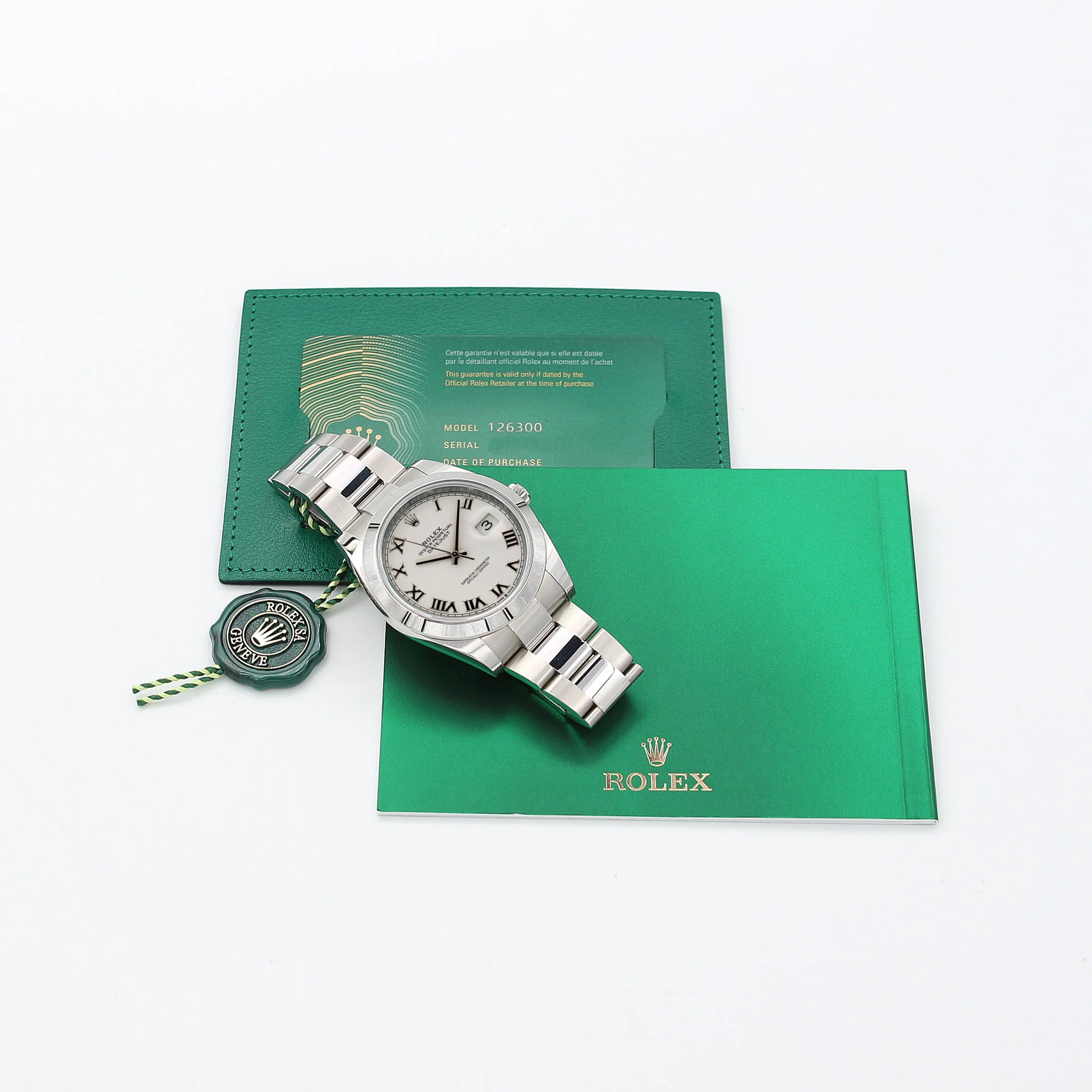 Rolex Datejust ref. 126300 White Roman Dial Oyster bracelet - Full Set - Image 2