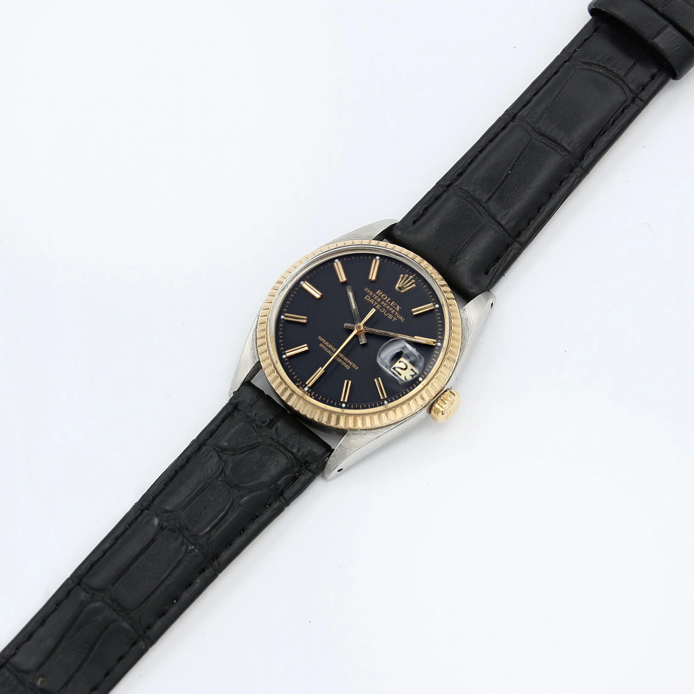 Rolex Datejust ref. 1601 - Steel/Yellow Gold - Black Dial  - Leather strap - Image 4