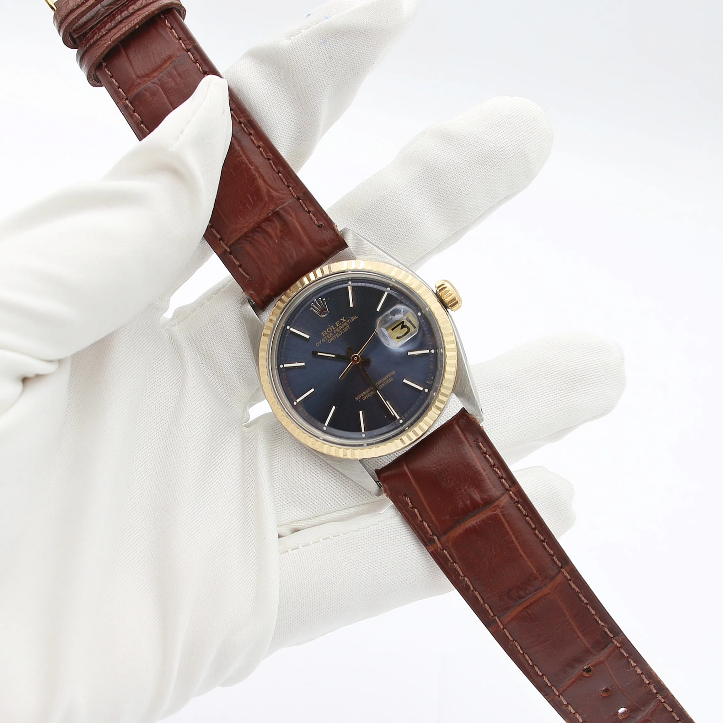 Rolex Datejust ref. 1601 - Blue Dial - Leather strap - Full Set