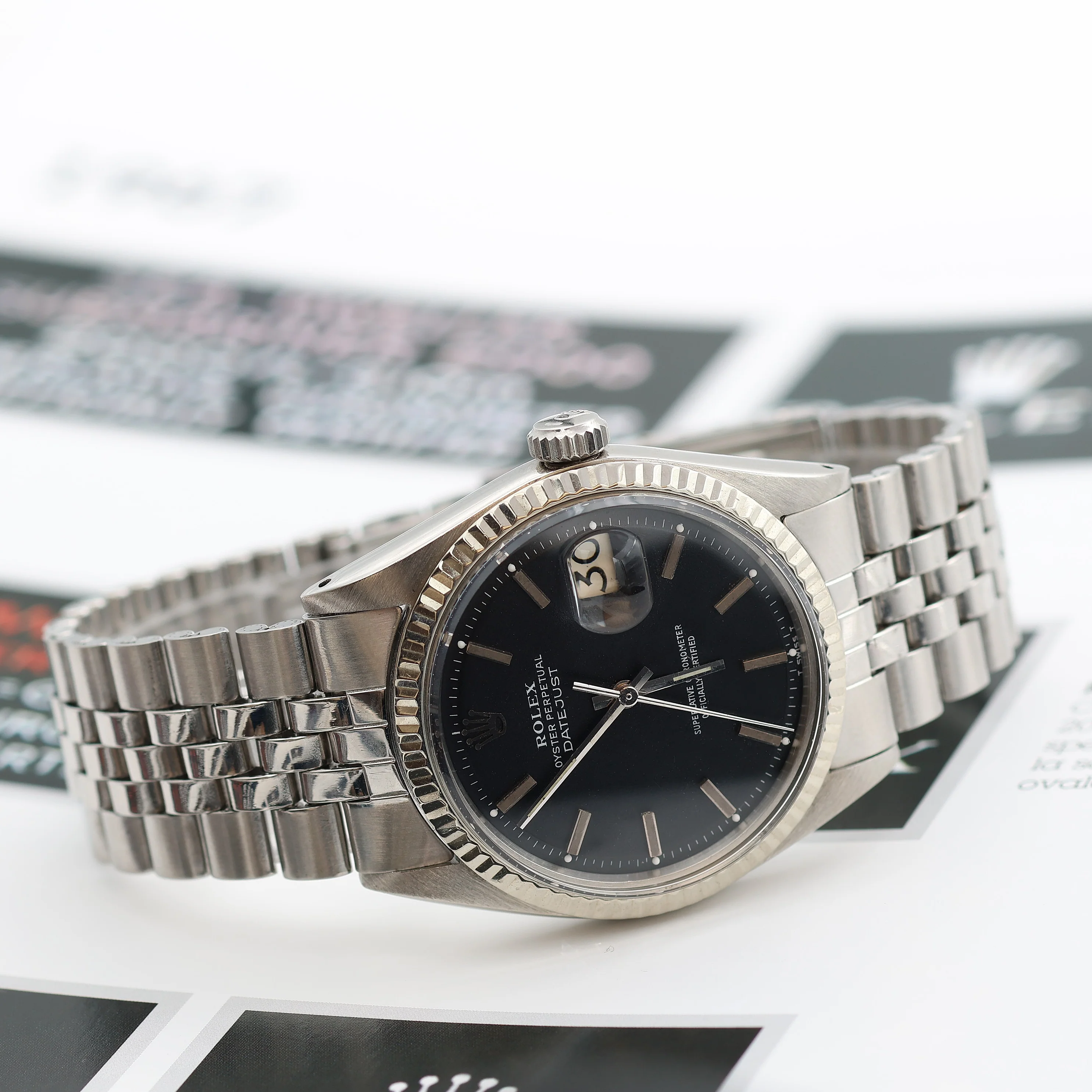 Rolex Datejust ref. 1601 - White Gold Bezel - Black Dial (V III) - Jubilee bracelet - Image 6