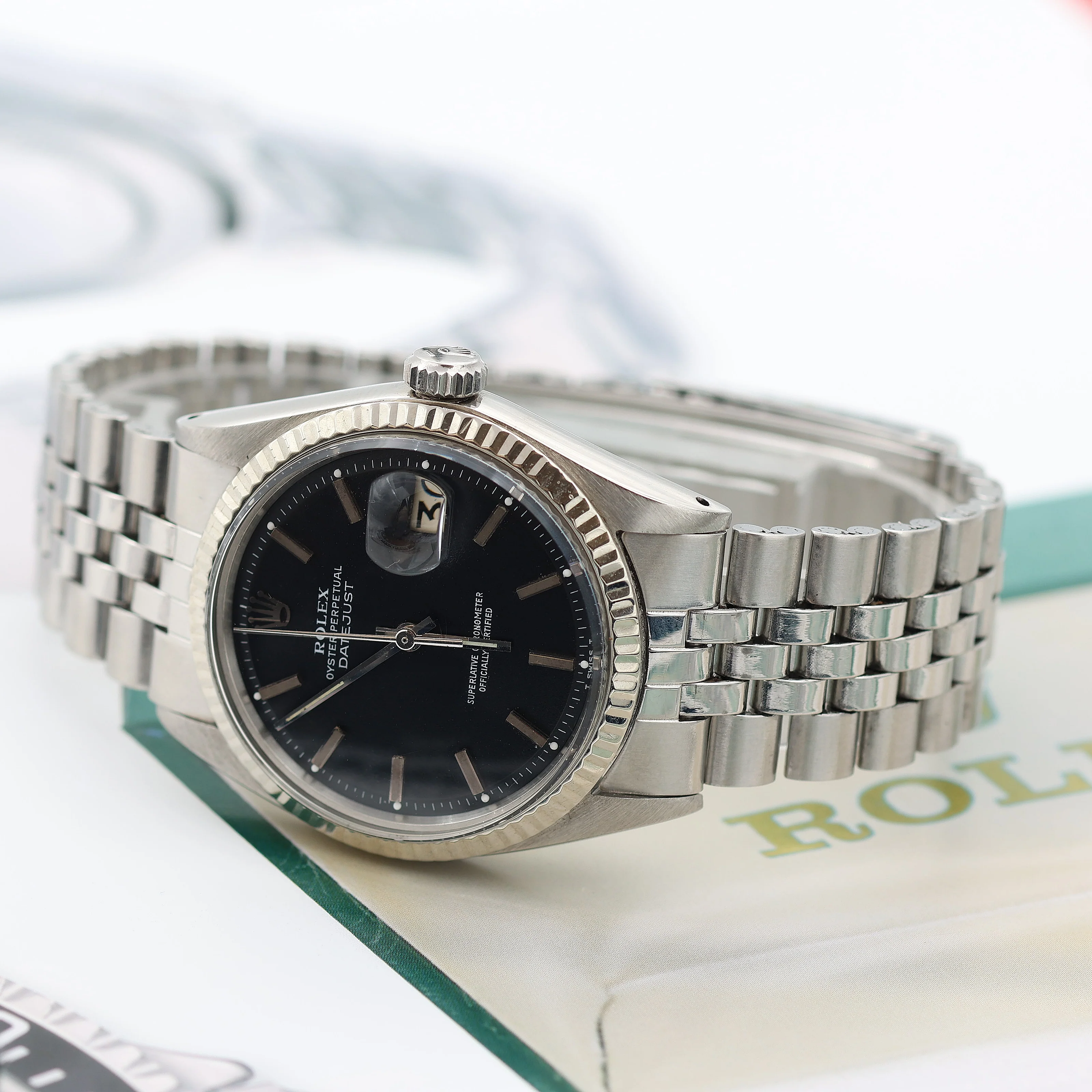 Rolex Datejust ref. 1601 - White Gold Bezel - Black Dial (V III) - Jubilee bracelet - Image 7