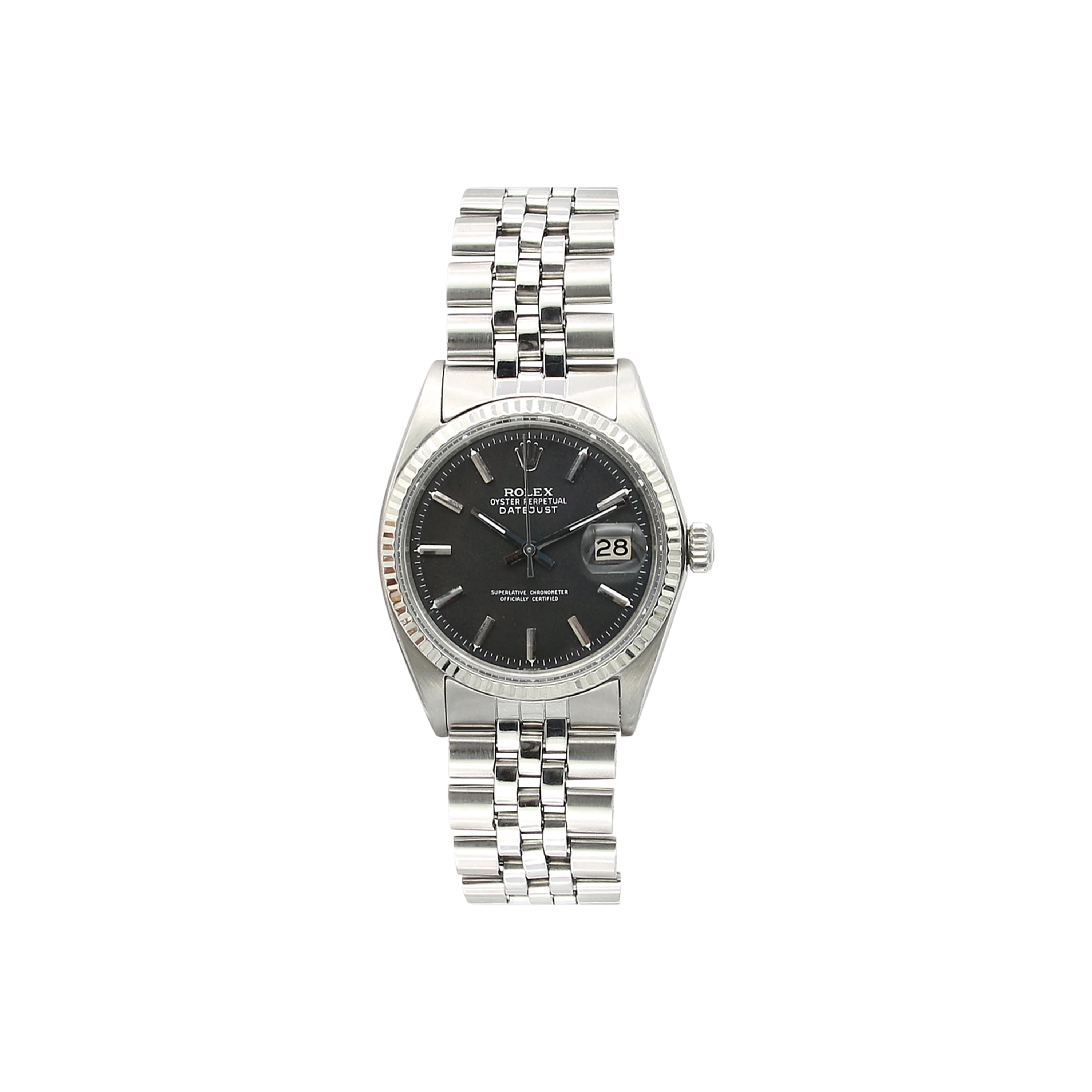 Rolex Datejust ref. 1601 - White Gold Bezel - Black Dial (V I) - Jubilee bracelet