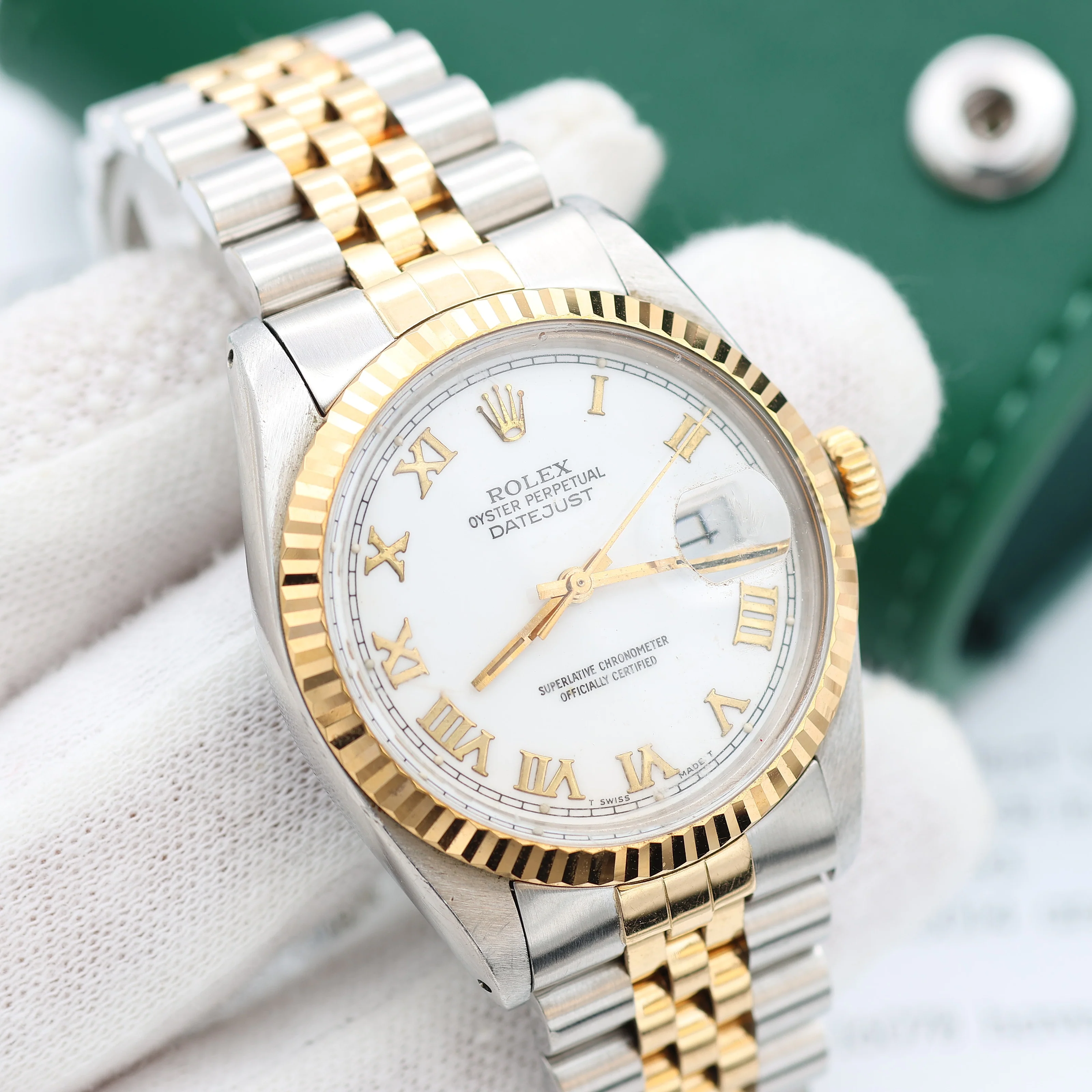Rolex Datejust ref. 16013 -Steel/Gold - White Roman Dial - Image 3