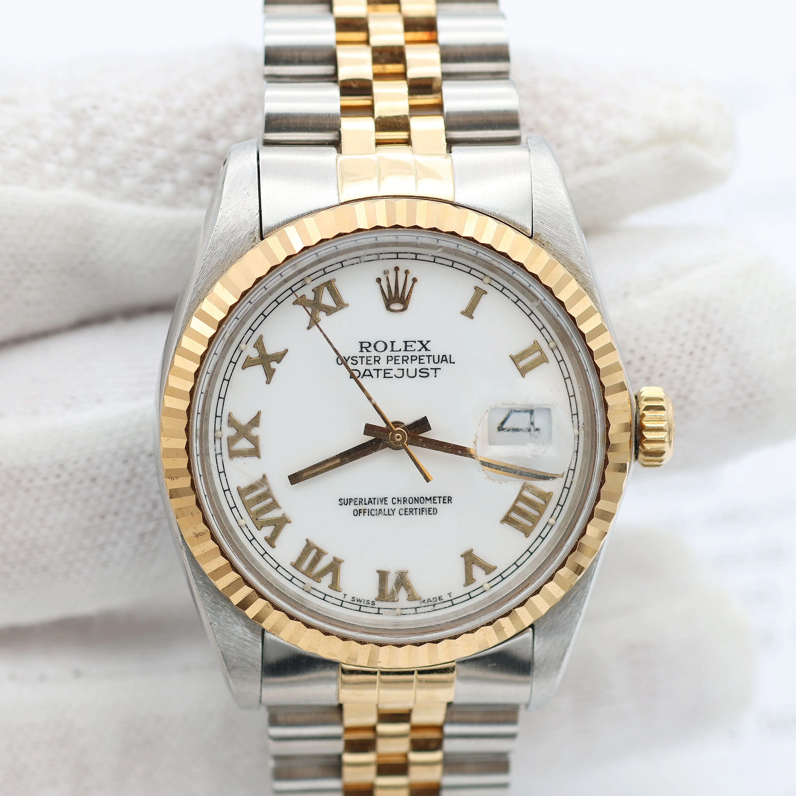 Rolex Datejust ref. 16013 -Steel/Gold - White Roman Dial - Image 4
