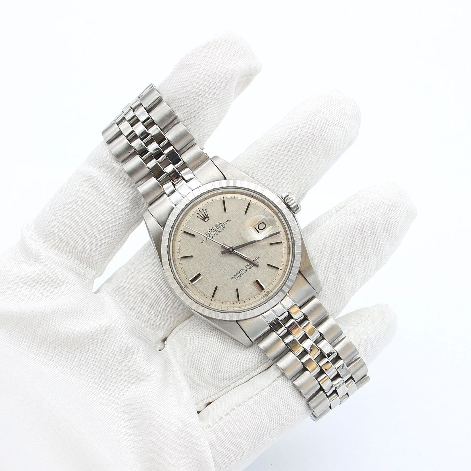 Rolex Datejust ref. 1603 - Linen Dial - Jubilee Bracelet - Full Set - Image 4