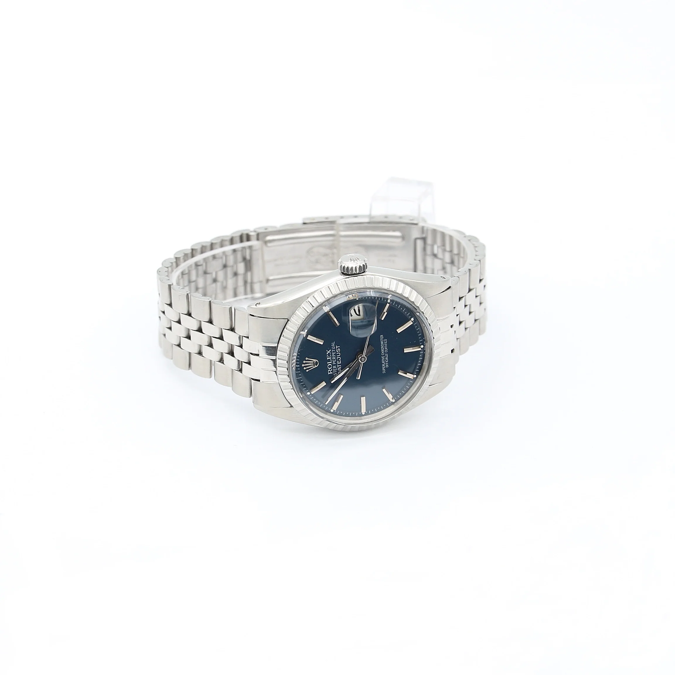 Rolex Datejust ref. 1603 - Steel Bezel - Blue Soleil dial (V I) - Jubilee Bracelet - Image 4