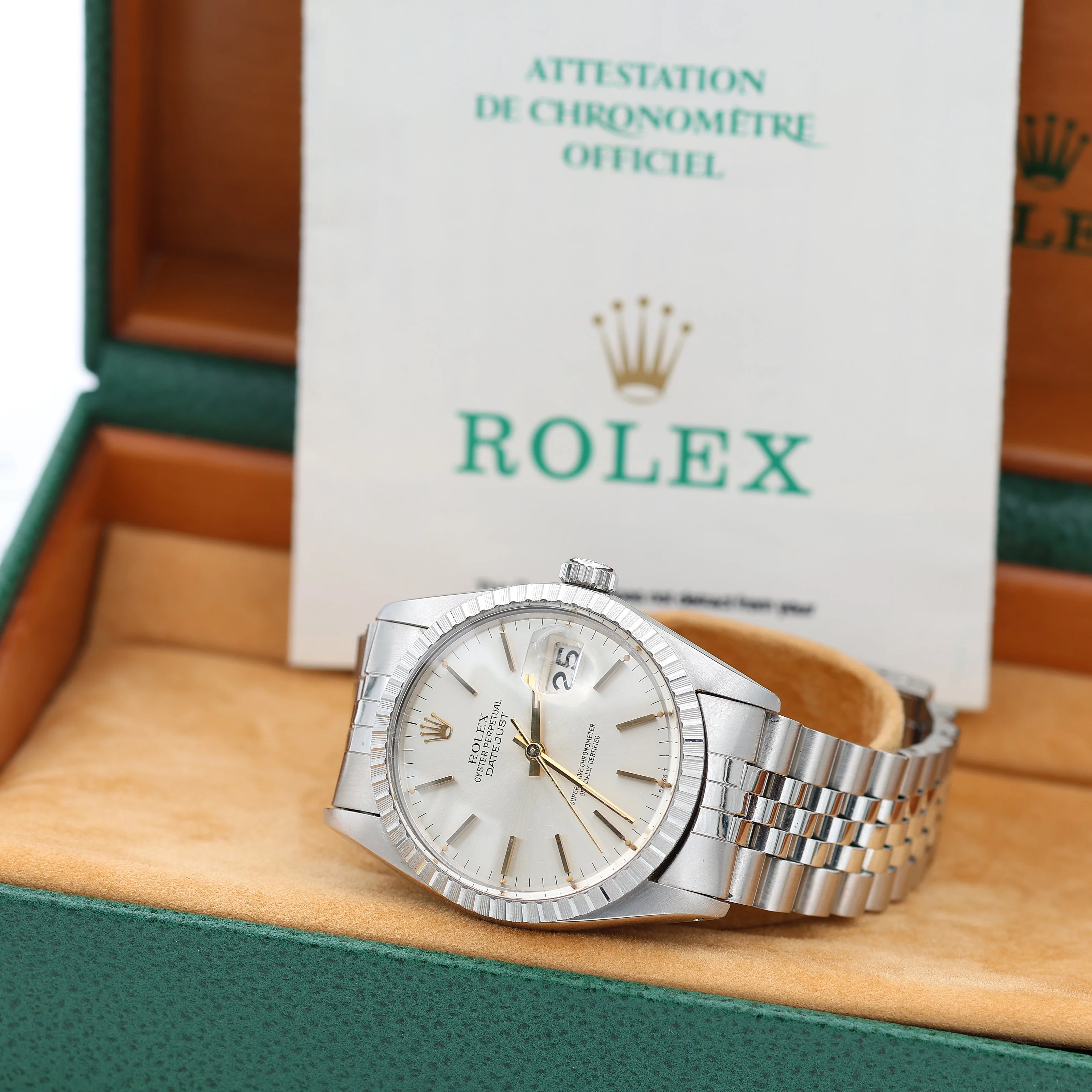 Rolex Datejust ref. 16030 Silver Dial with Golden indexes- Jubilee - Full Set