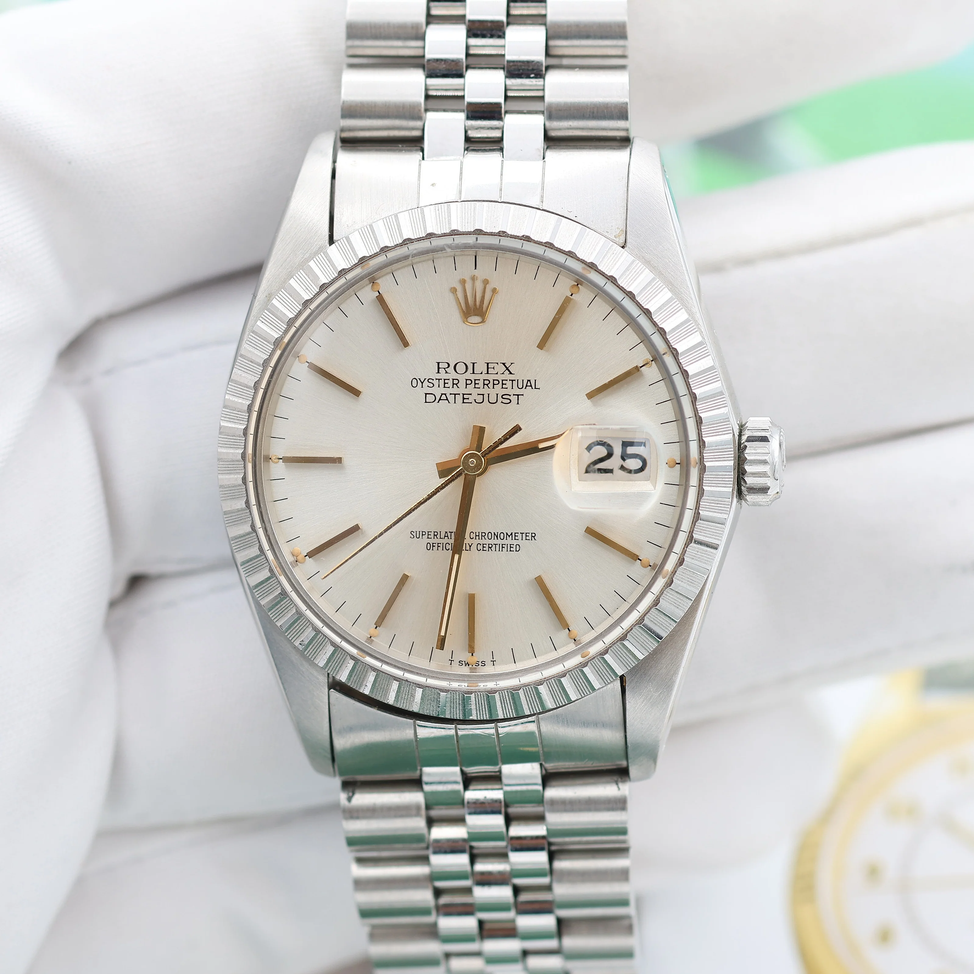Rolex Datejust ref. 16030 Silver Dial with Golden indexes- Jubilee - Full Set - Image 7
