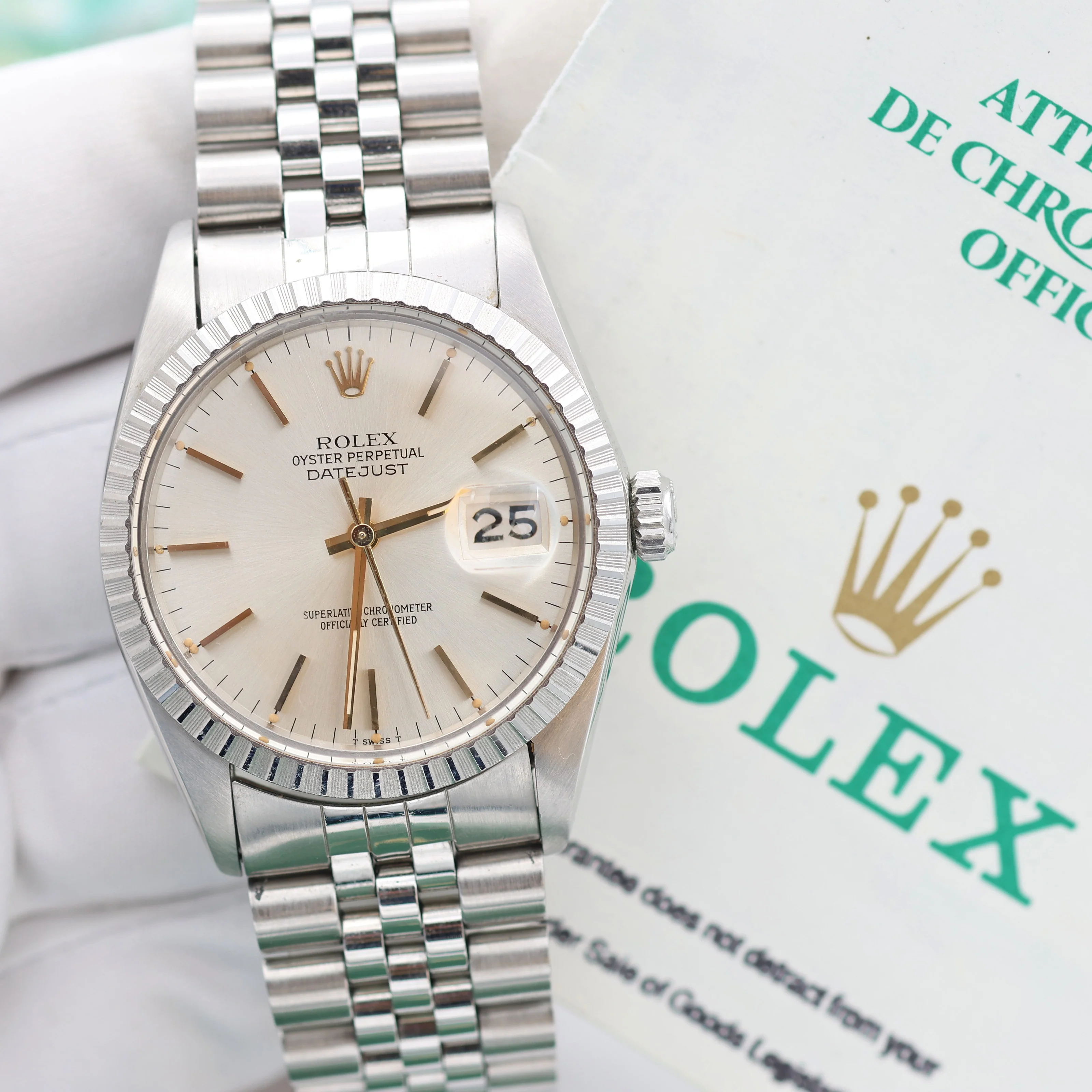 Rolex Datejust ref. 16030 Silver Dial with Golden indexes- Jubilee - Full Set - Image 8