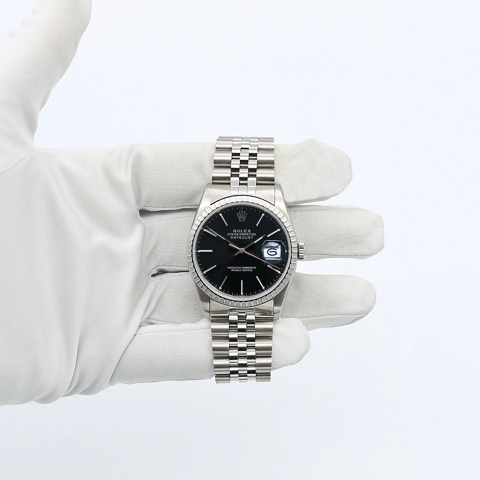 Rolex Datejust ref. 16220 Black (Circle) Dial Jubilee Bracelet Full Set - Image 2