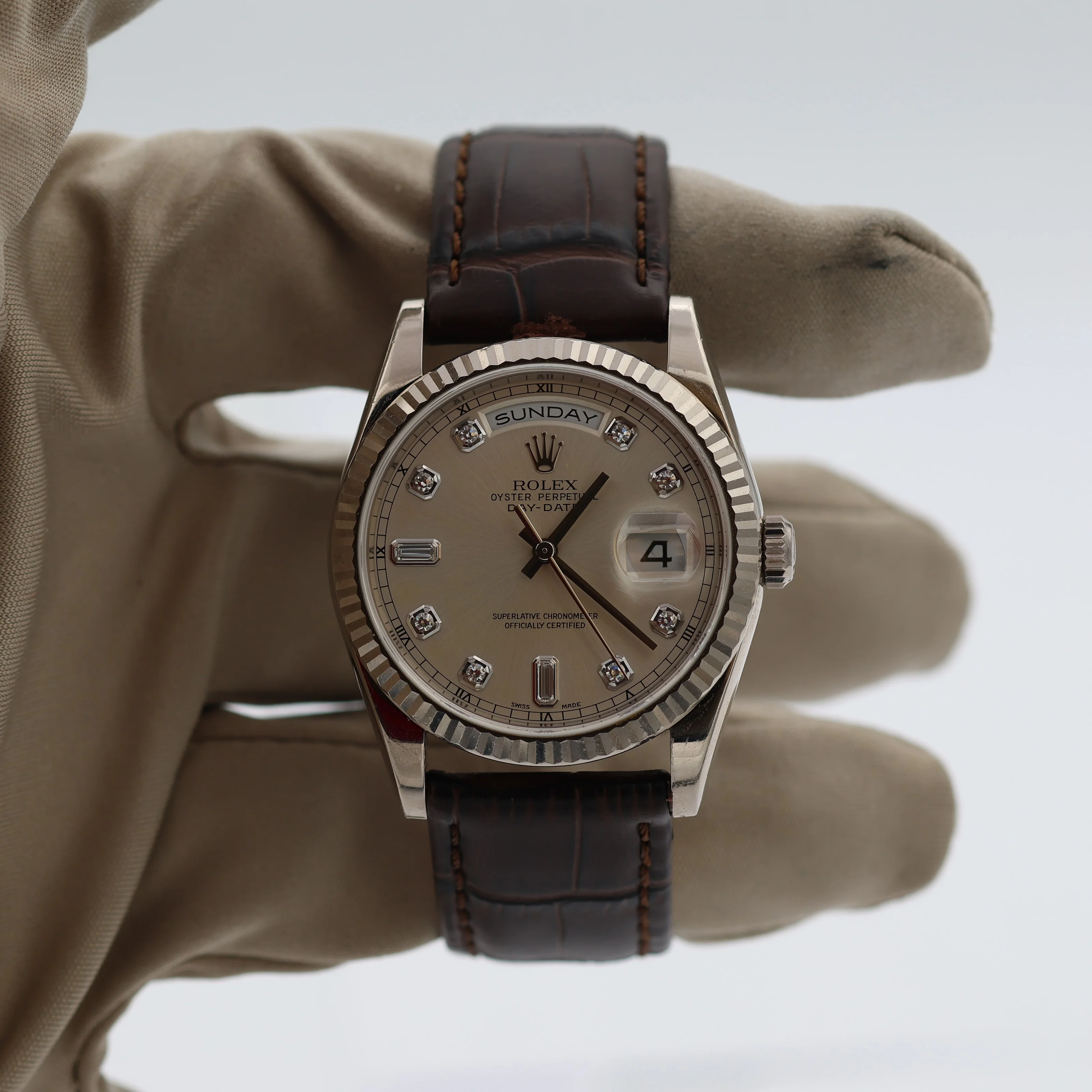 Rolex Day-Date 36 ref. 118239 Diamonds dial - Leather - Full Set - Image 2