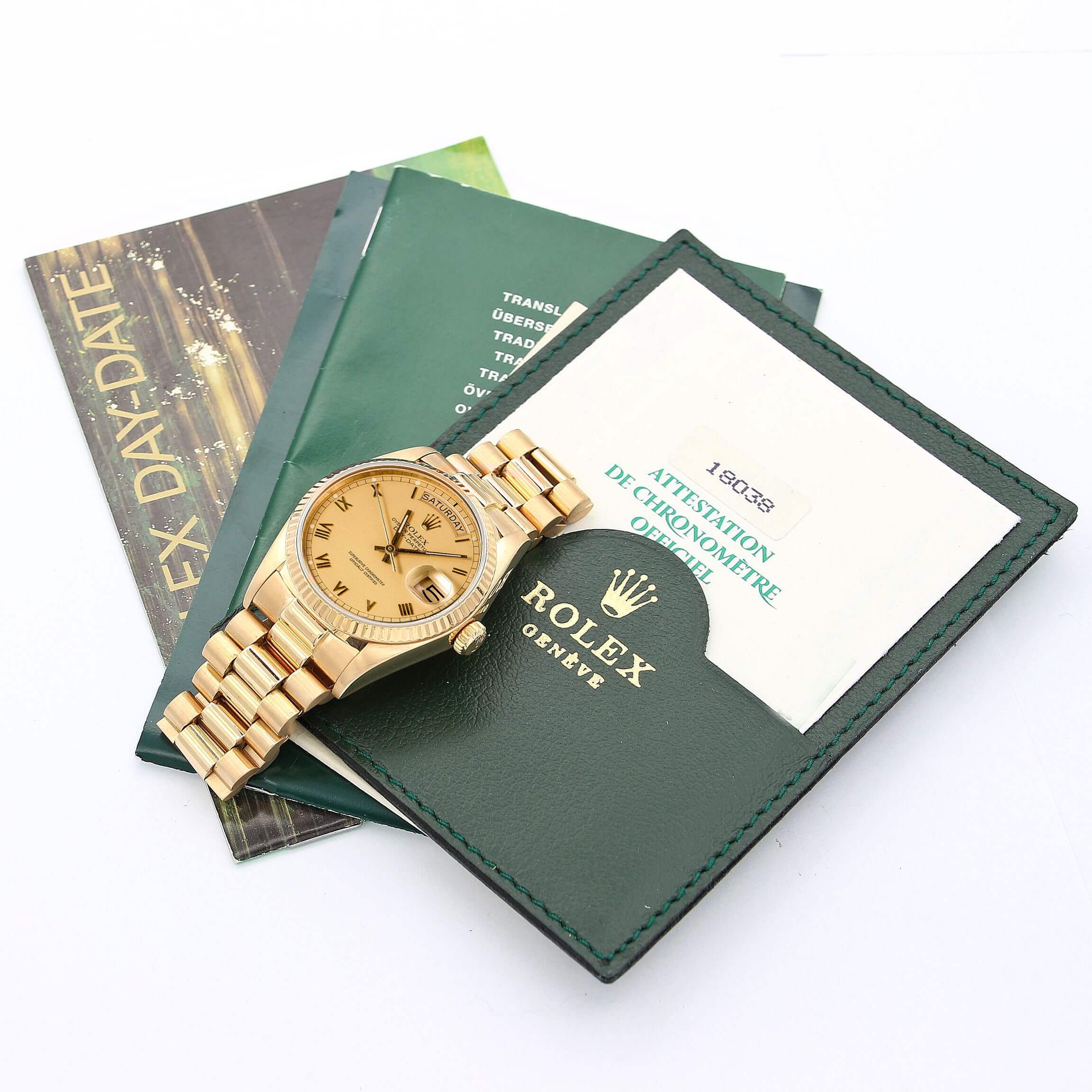 Rolex Day-Date 36 ref. 18038 - Champagne Roman dial -  Full Set - Image 4