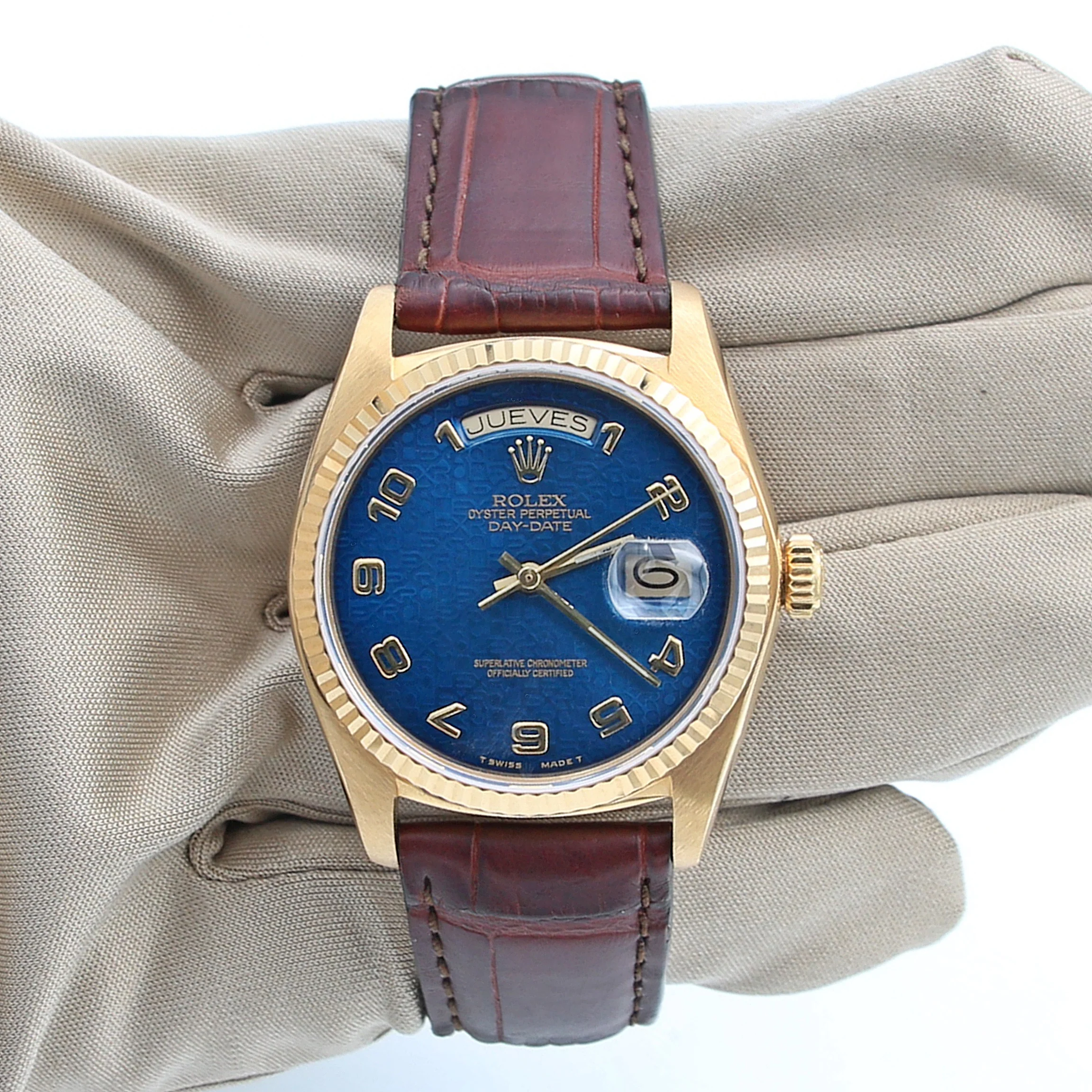 Rolex Day-Date ref. 18038 Blue Millennary Leather strap - Image 10