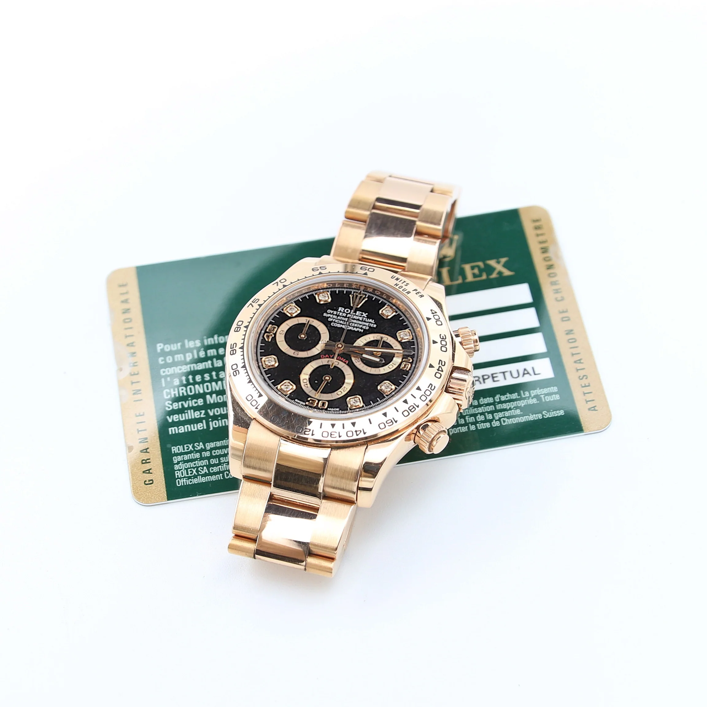 Rolex Daytona ref. 116505 Rose Gold - Black dial with Diamonds - Full Set - Image 4