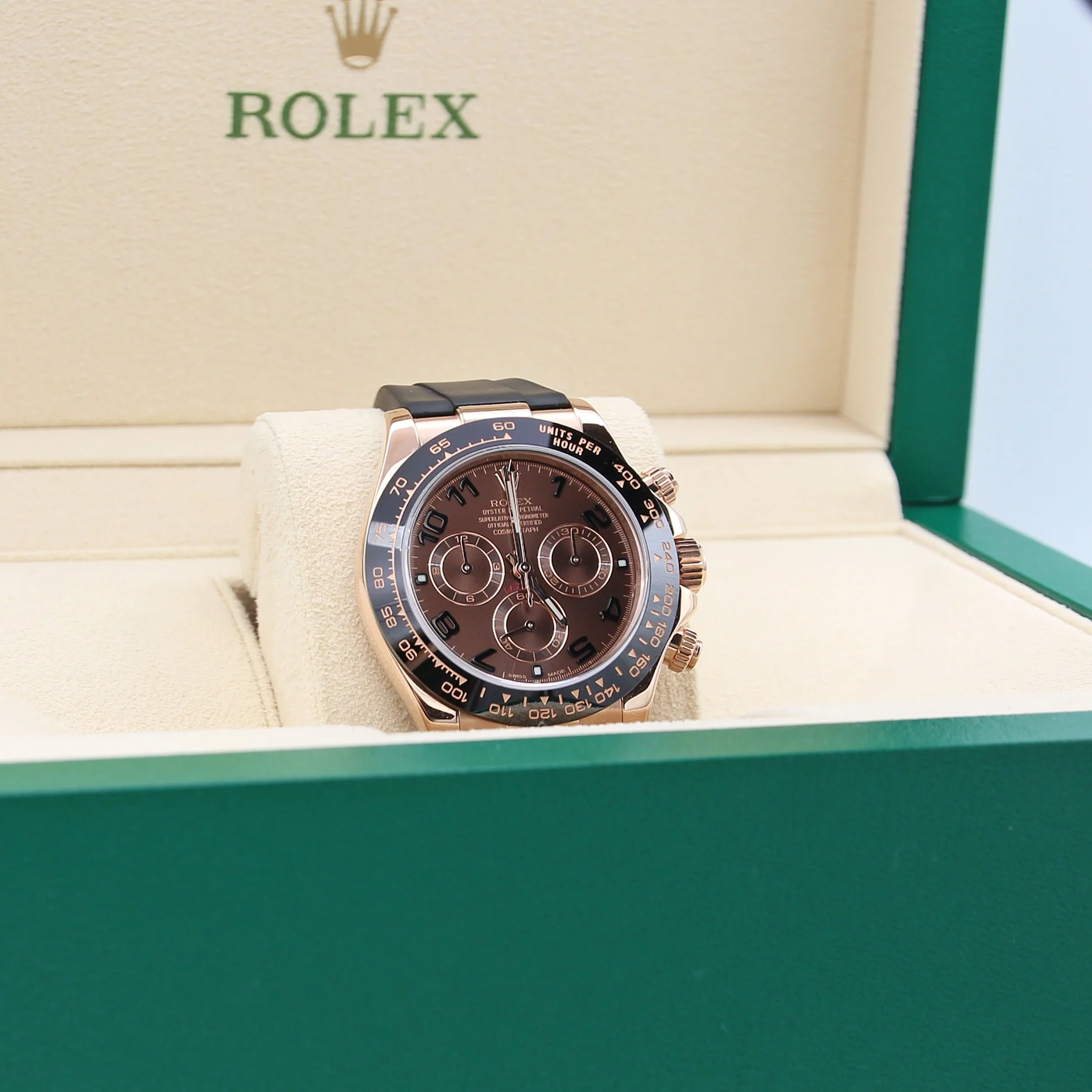 Rolex Daytona ref. 116515 Chocolate Arabic dial Rubber-B strap - Full Set - Image 2