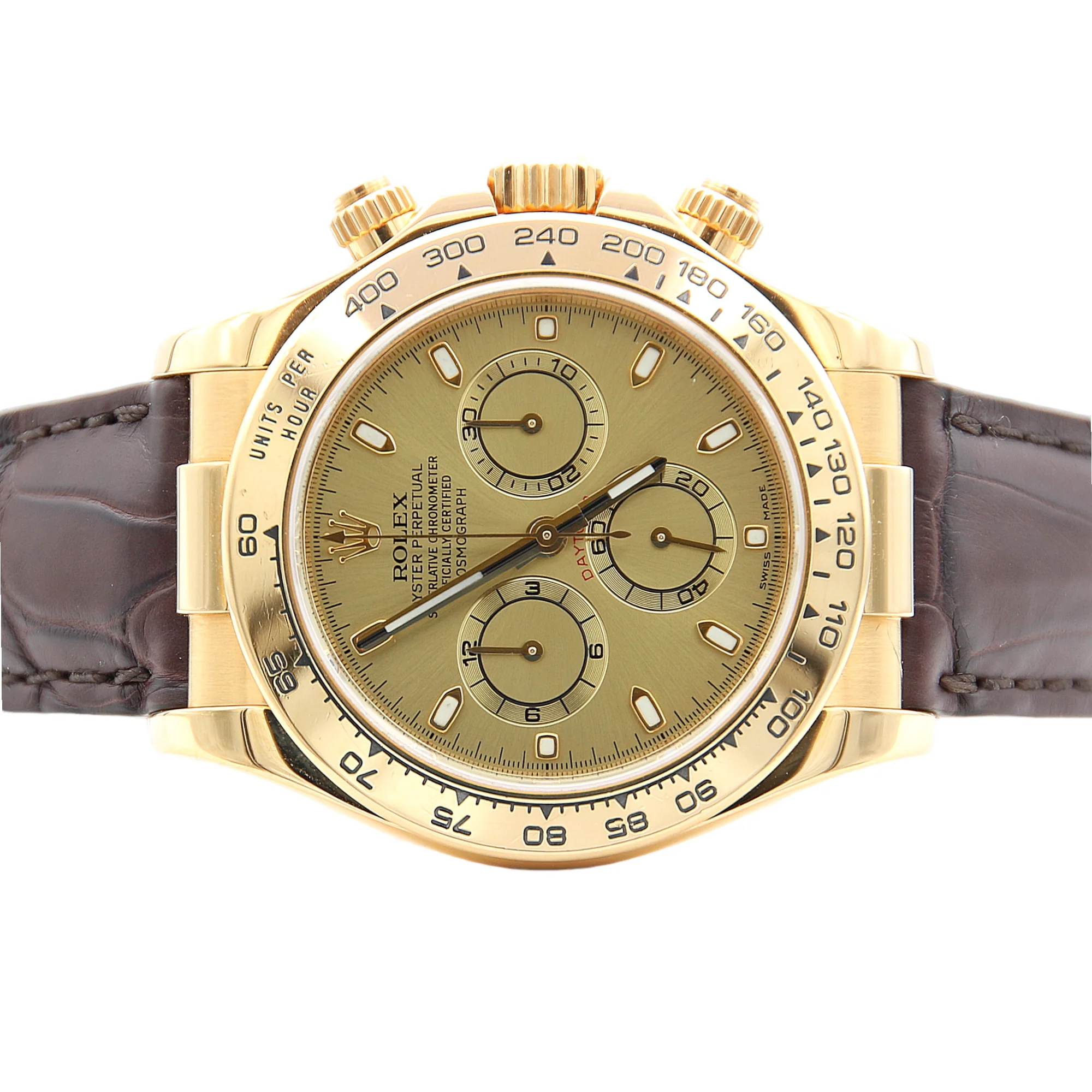 Rolex Daytona ref. 116518 - 18k Yellow Gold and Leather Strap - Champagne dial with gold subdials- Full Set - Image 5