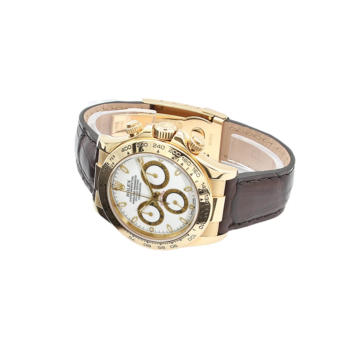 Rolex Daytona ref. 116518 - 18k Yellow Gold and Leather Strap - White dial - Image 4