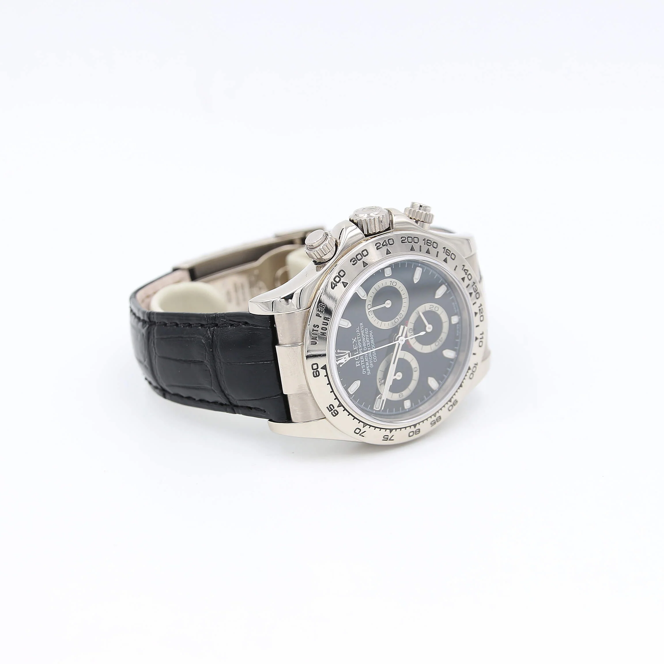 Rolex Daytona ref. 116519 Black Dial - White Gold 18K - Leather Strap - Image 4