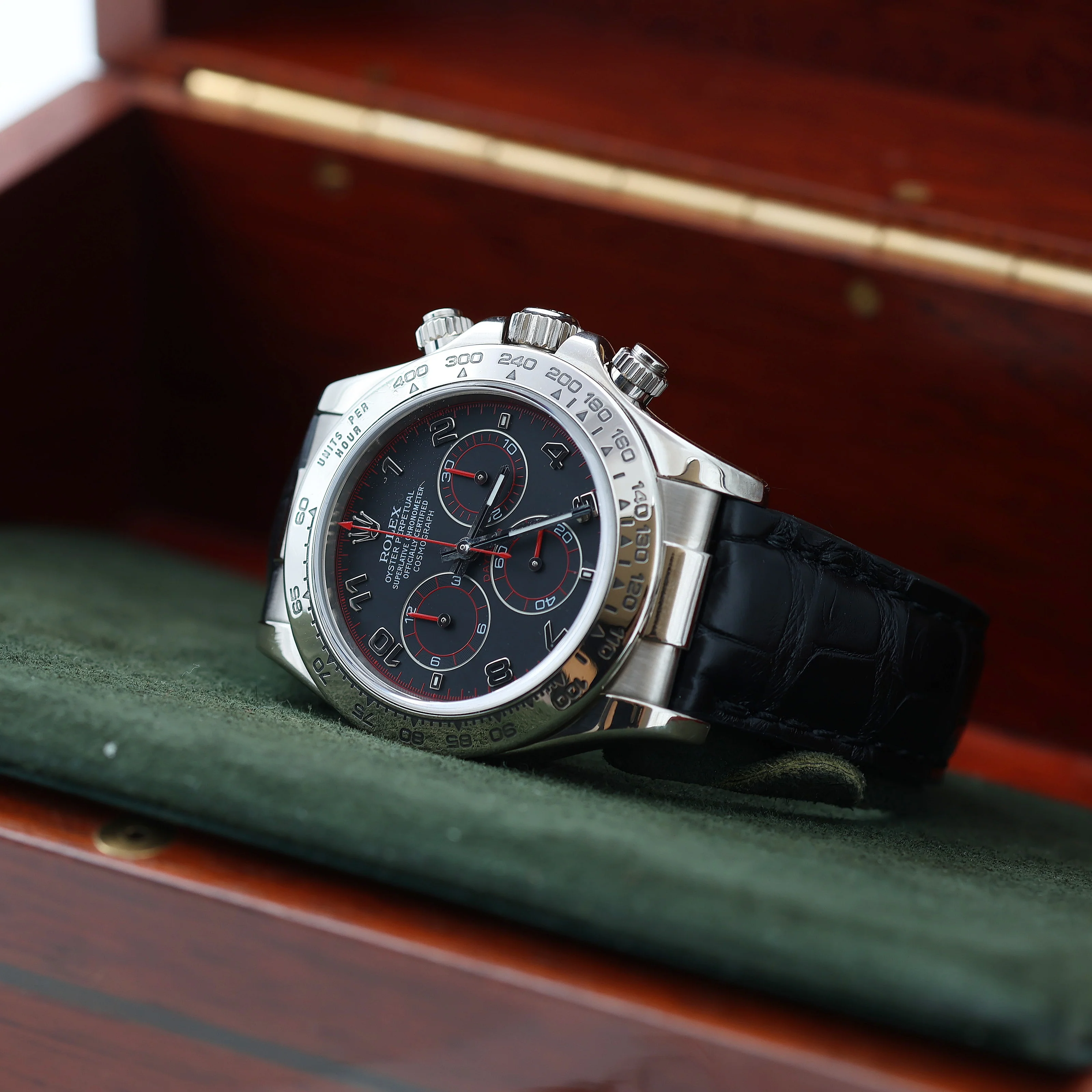 Rolex Daytona ref. 116519 Black Racing Dial - White Gold 18K - Leather Strap - Full Set - Image 6