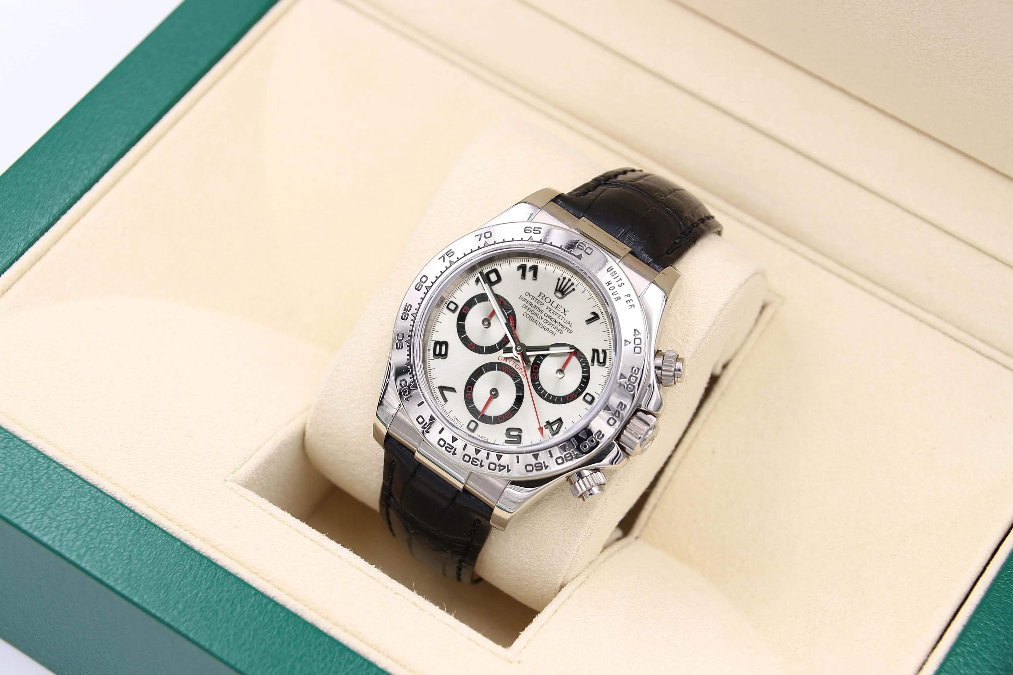 Rolex Daytona ref. 116519 Silver Racing Dial - White Gold 18K - Leather Strap - Full Set - Image 3