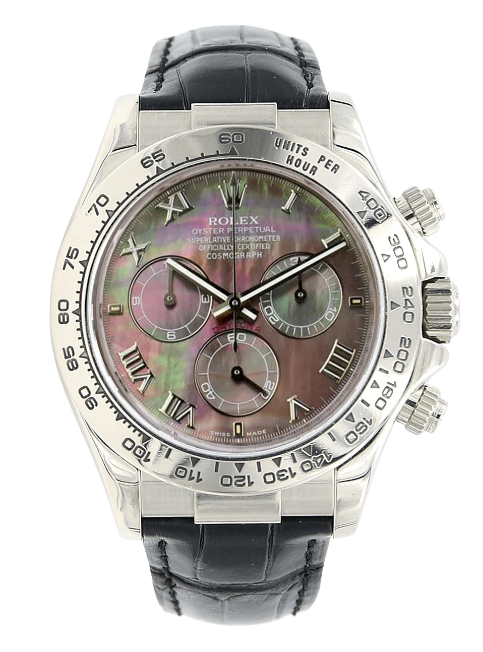 Rolex Daytona ref. 116519 Tahiti Dial - White Gold 18K - Leather Strap - Full Set