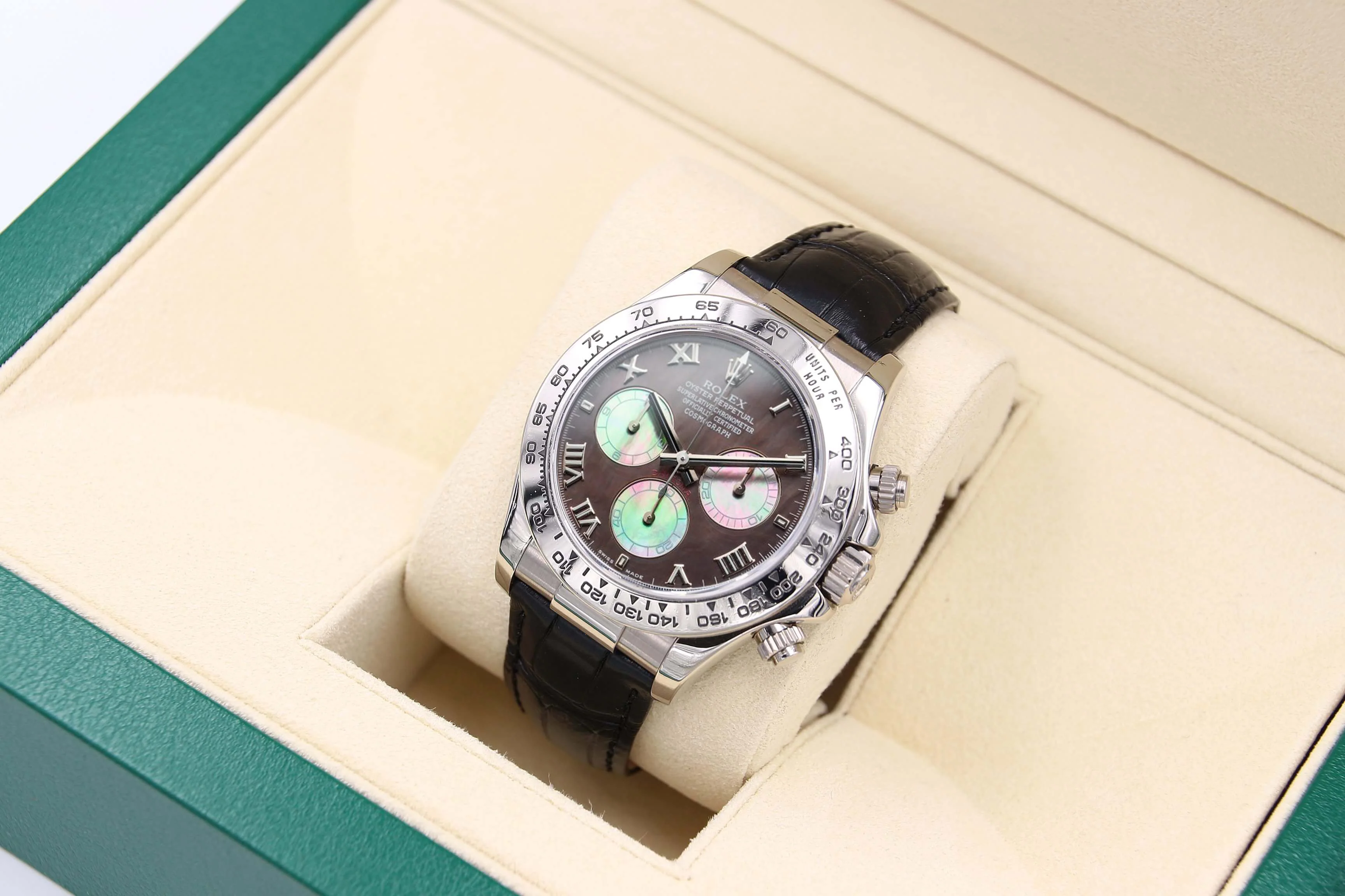 Rolex Daytona ref. 116519 Tahiti Dial - White Gold 18K - Leather Strap - Full Set - Image 2