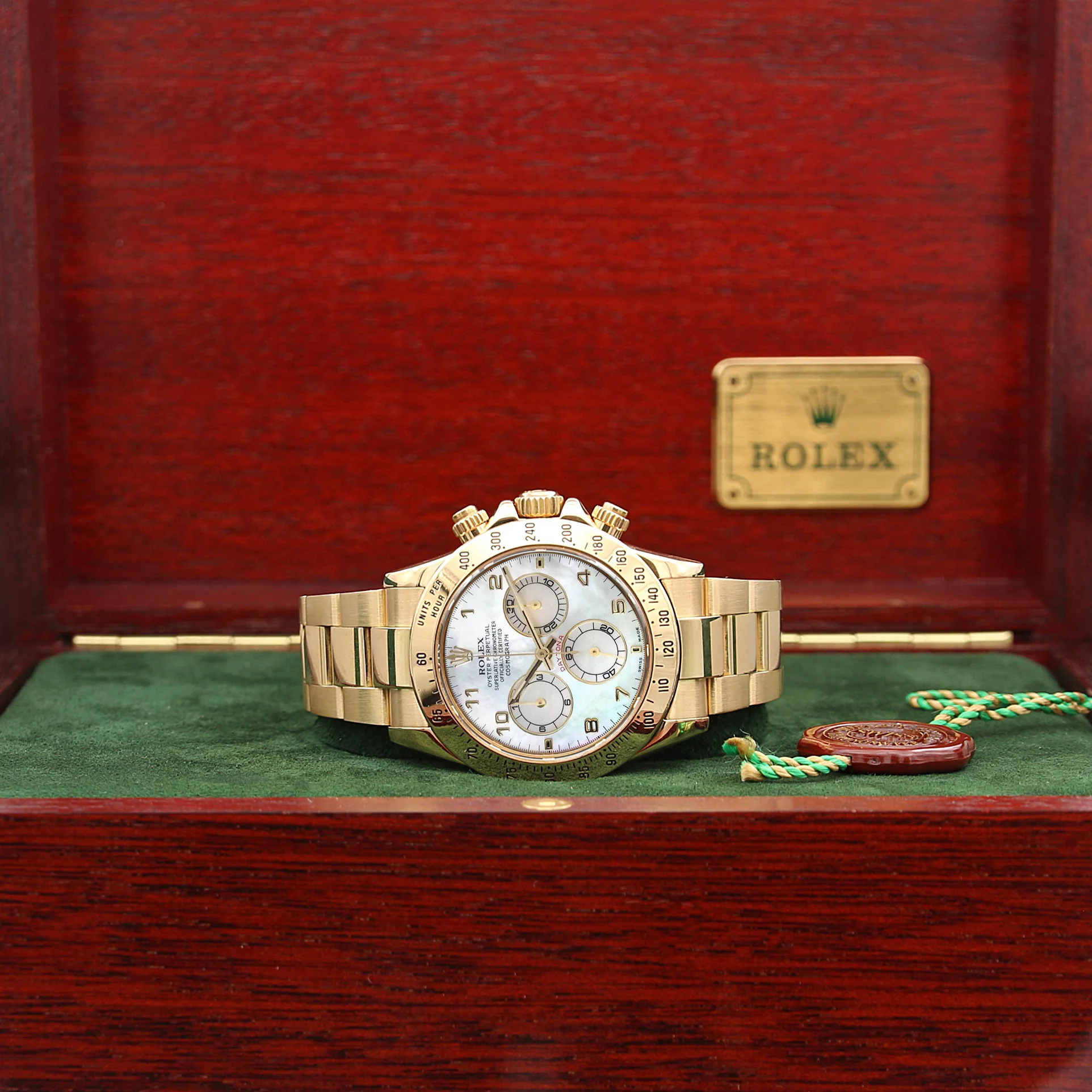 Rolex Daytona ref. 116528 - 18K Yellow Gold MOP Arabic dial - Full Set