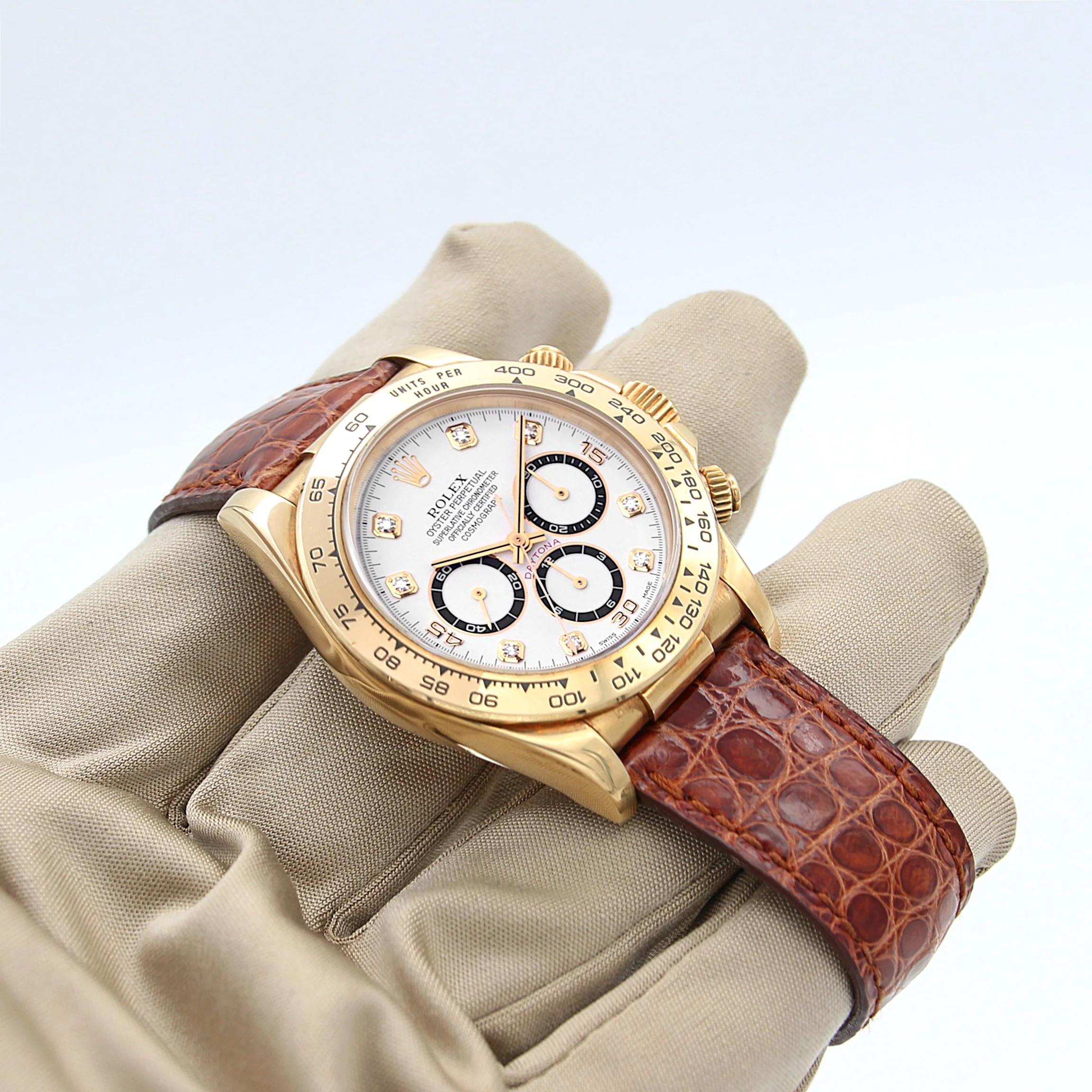 Rolex Daytona ref. 16518G - White Diamonds Dial with black subs - Full Set - Image 4